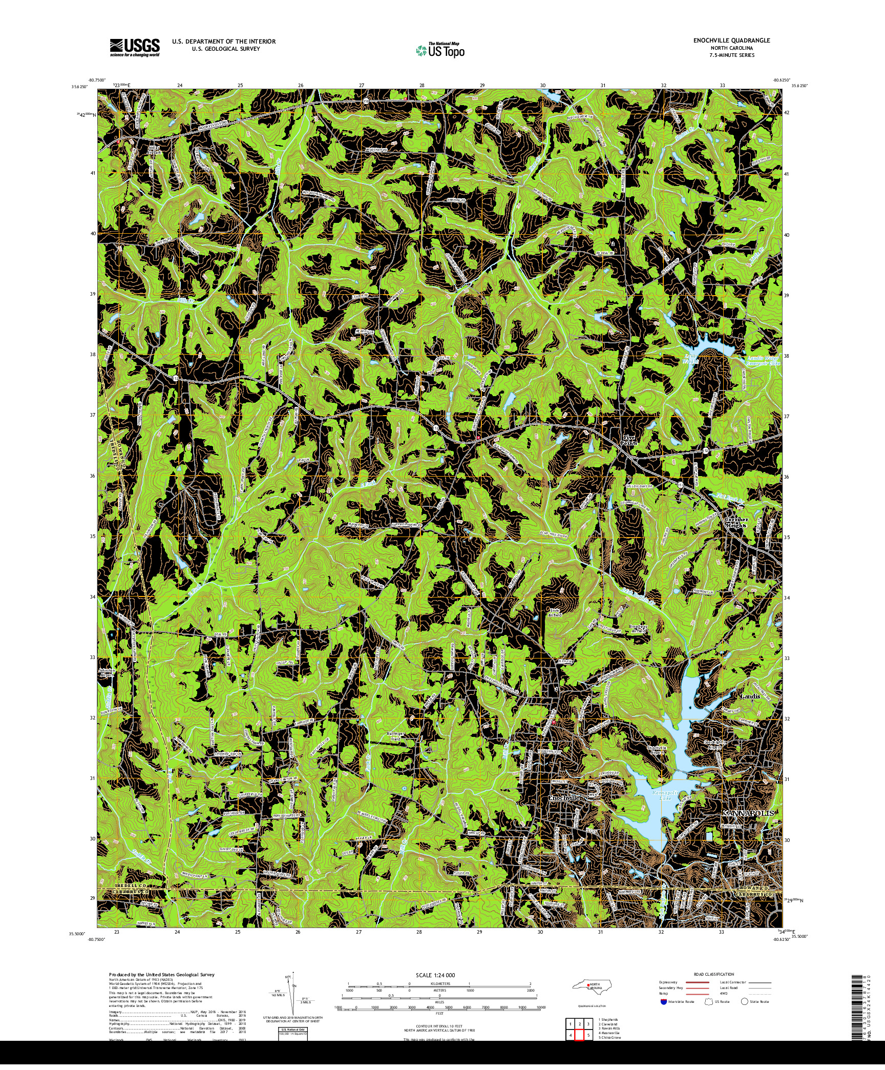 USGS US TOPO 7.5-MINUTE MAP FOR ENOCHVILLE, NC 2019