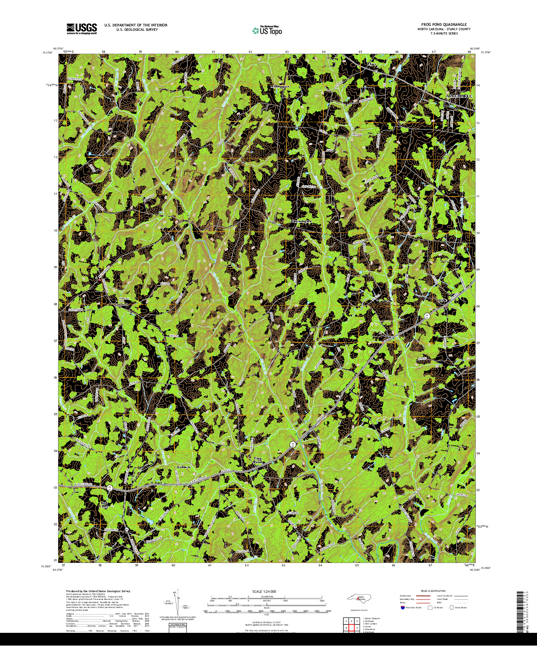 USGS US TOPO 7.5-MINUTE MAP FOR FROG POND, NC 2019