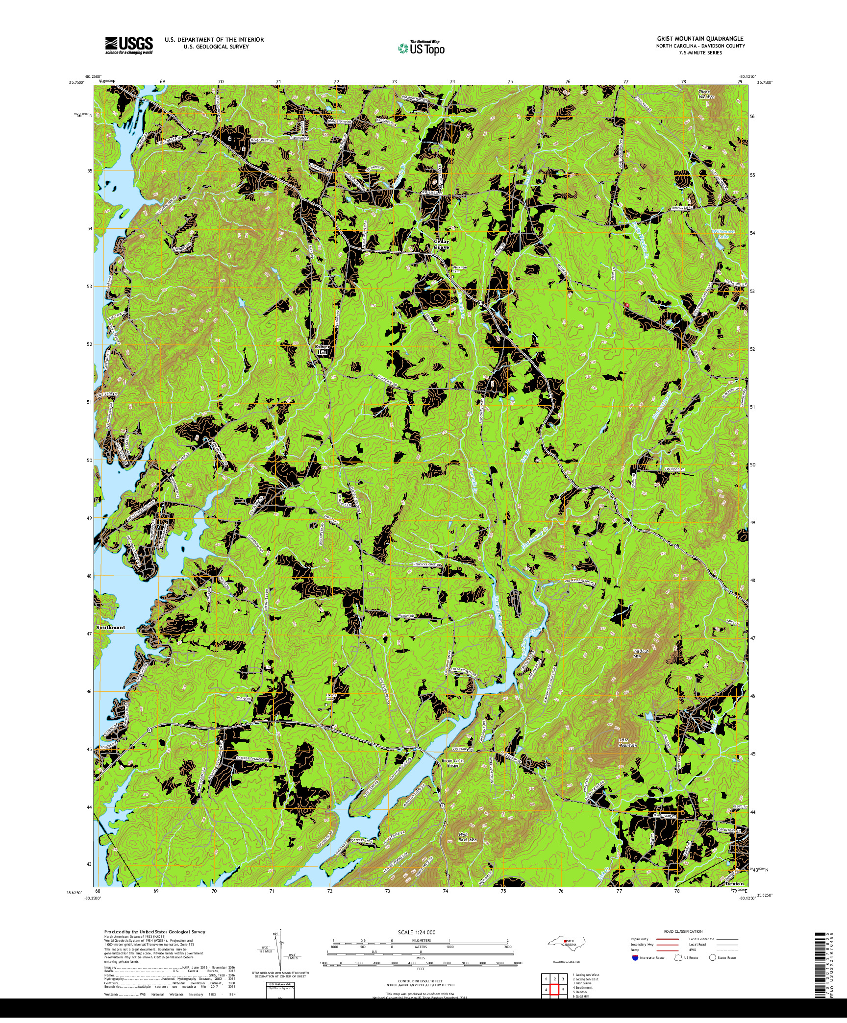 USGS US TOPO 7.5-MINUTE MAP FOR GRIST MOUNTAIN, NC 2019