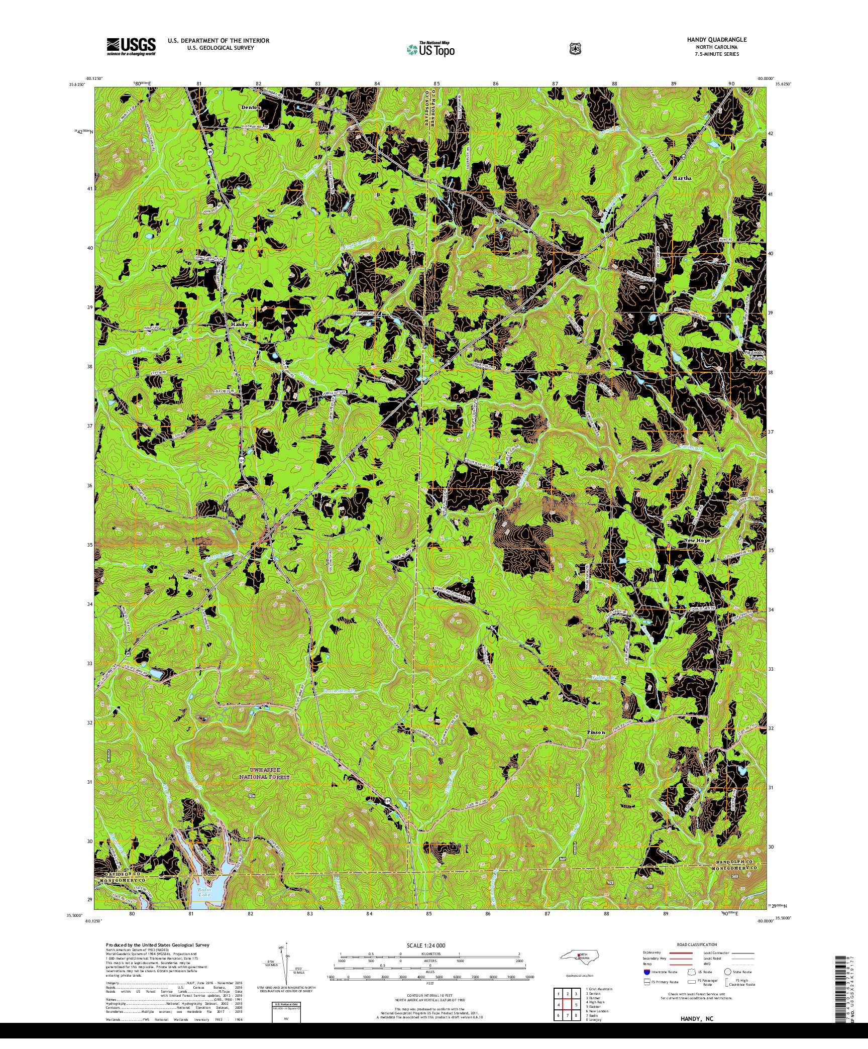 USGS US TOPO 7.5-MINUTE MAP FOR HANDY, NC 2019