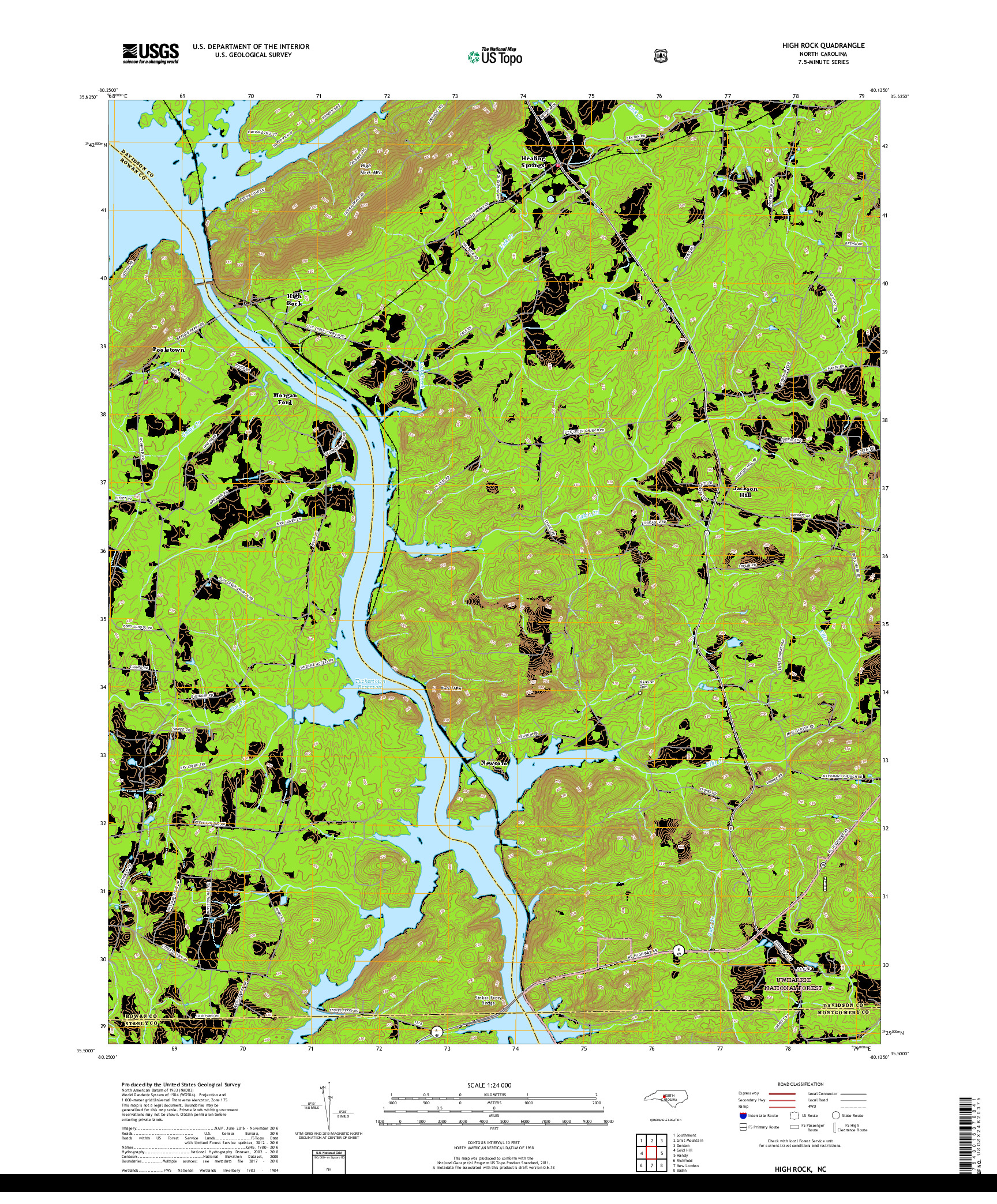 USGS US TOPO 7.5-MINUTE MAP FOR HIGH ROCK, NC 2019