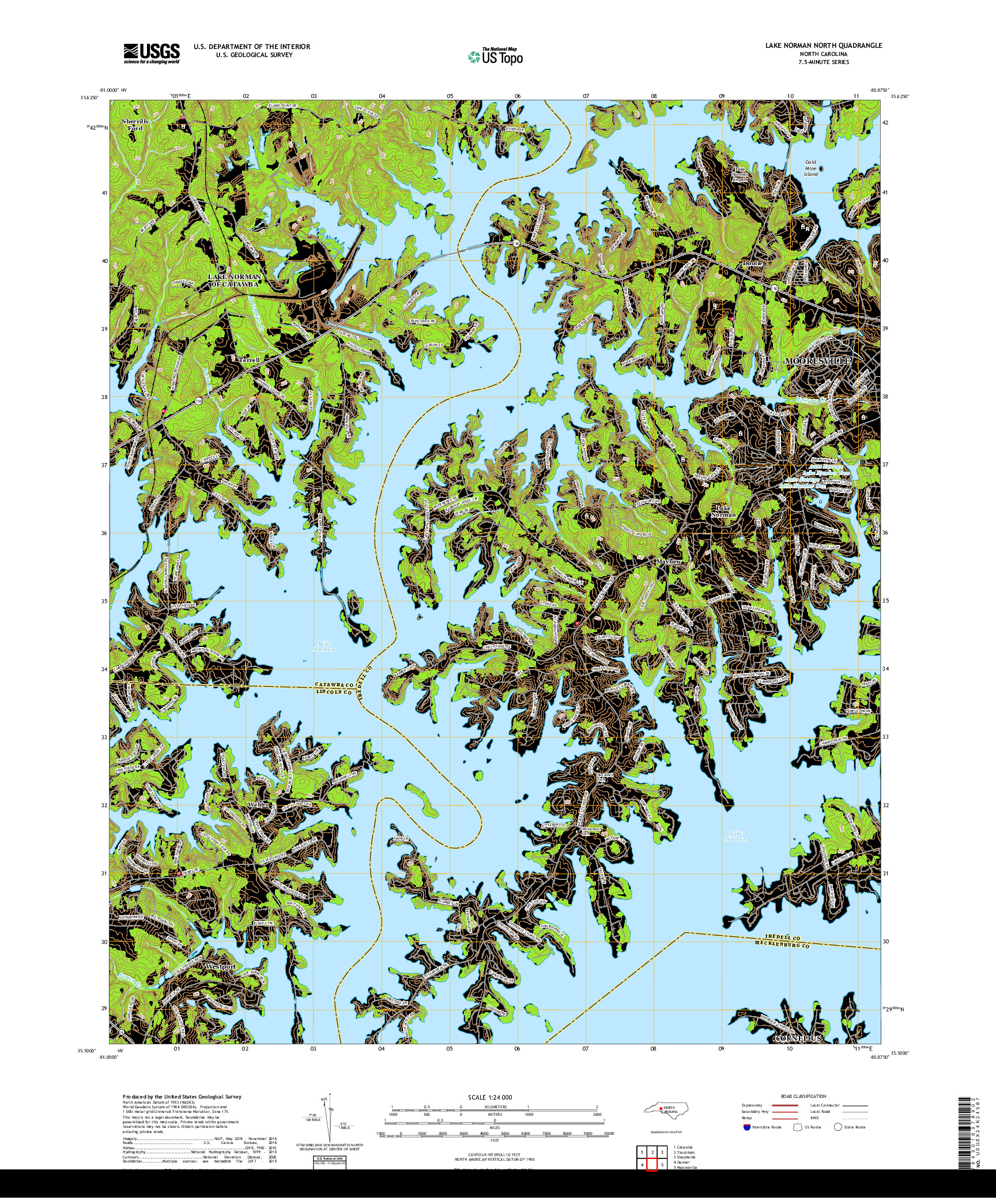 USGS US TOPO 7.5-MINUTE MAP FOR LAKE NORMAN NORTH, NC 2019