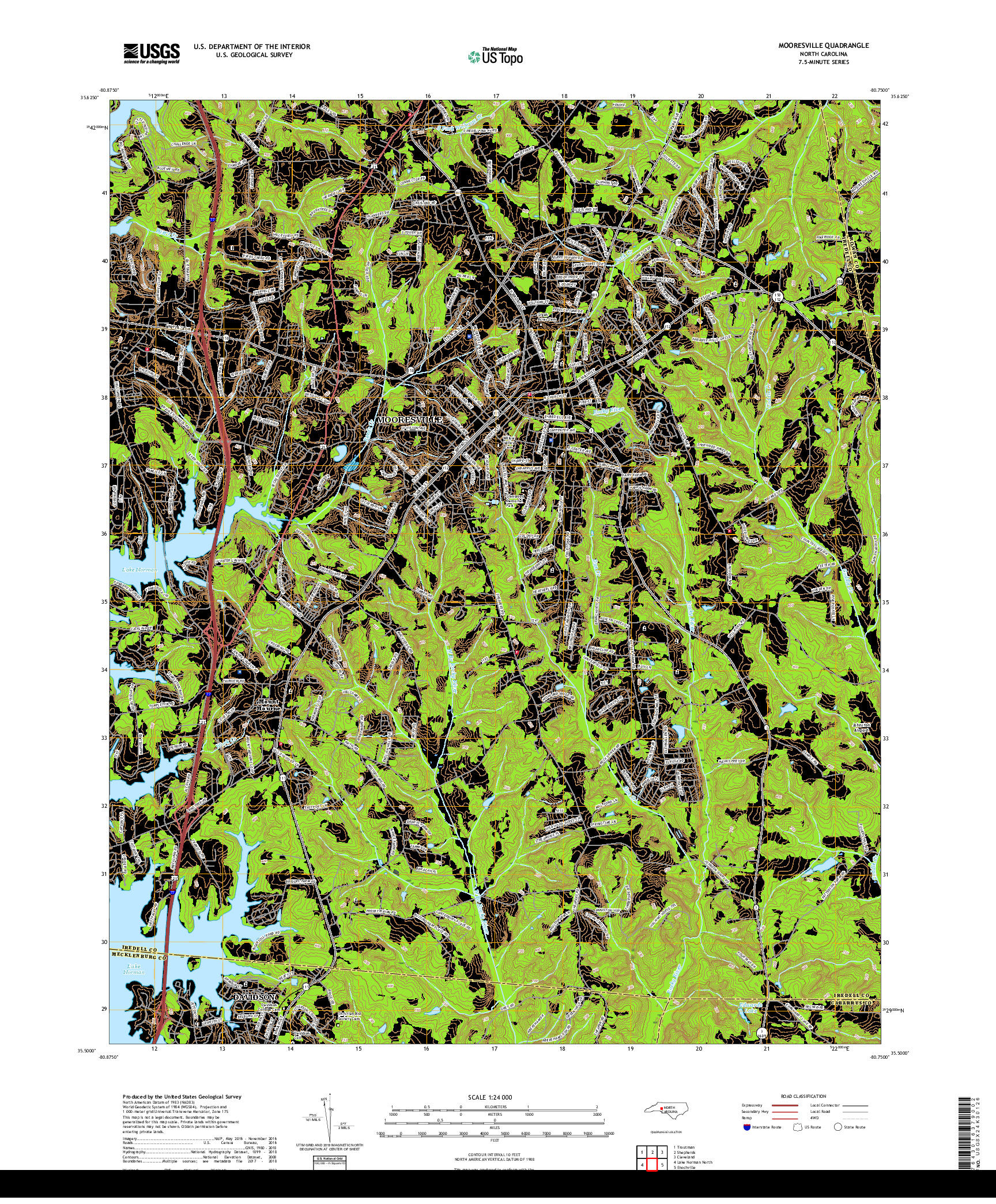 USGS US TOPO 7.5-MINUTE MAP FOR MOORESVILLE, NC 2019