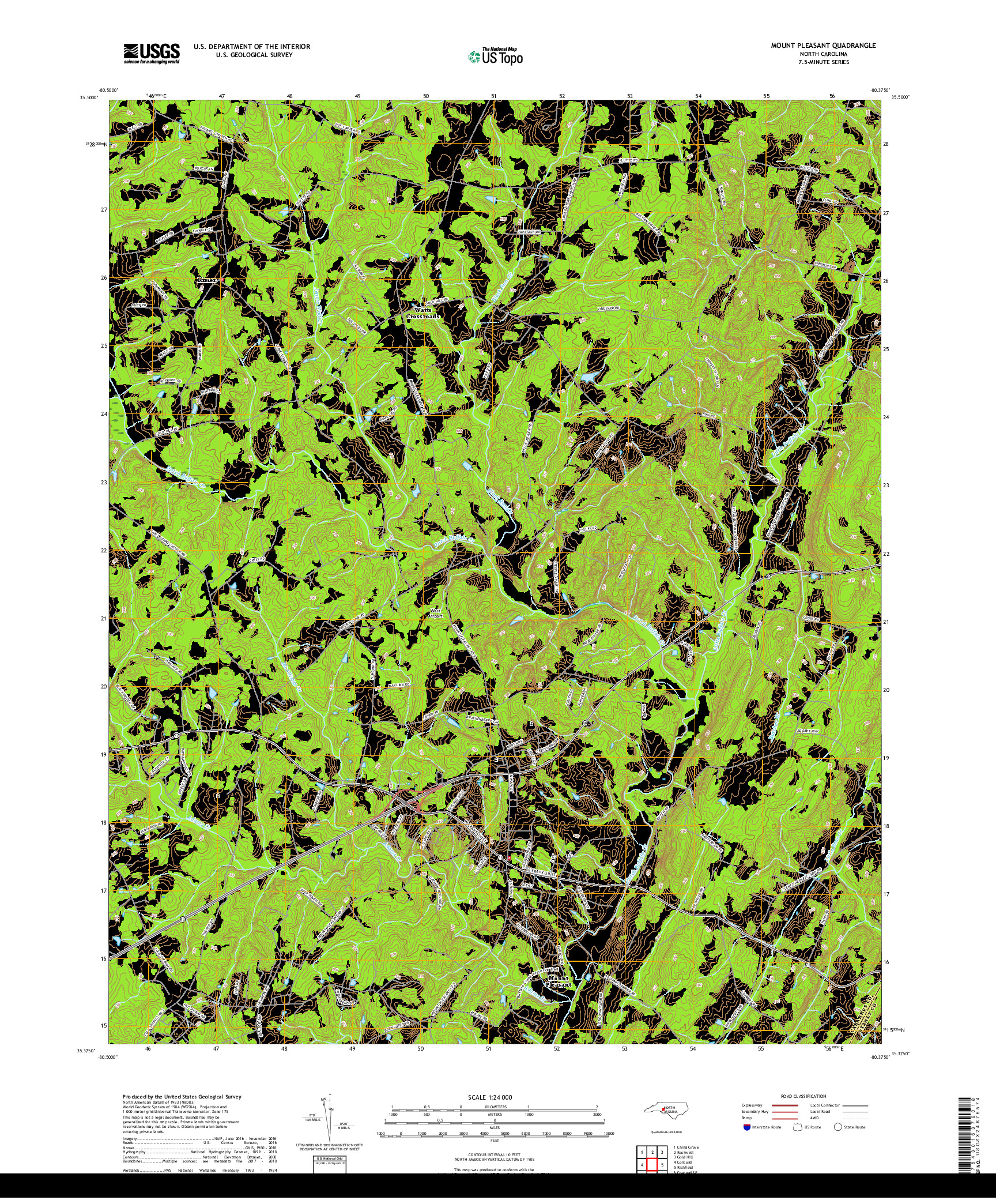 USGS US TOPO 7.5-MINUTE MAP FOR MOUNT PLEASANT, NC 2019