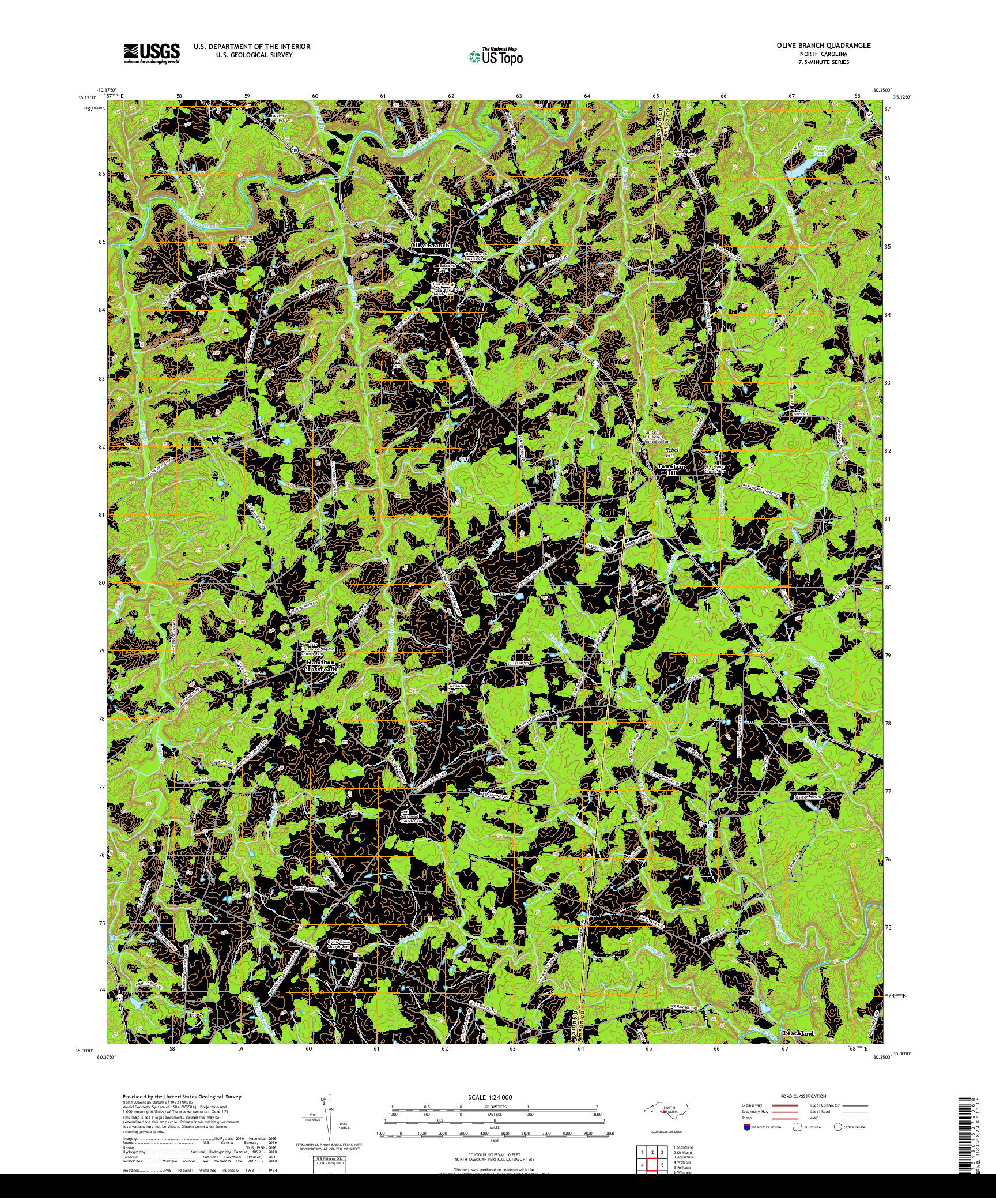 USGS US TOPO 7.5-MINUTE MAP FOR OLIVE BRANCH, NC 2019