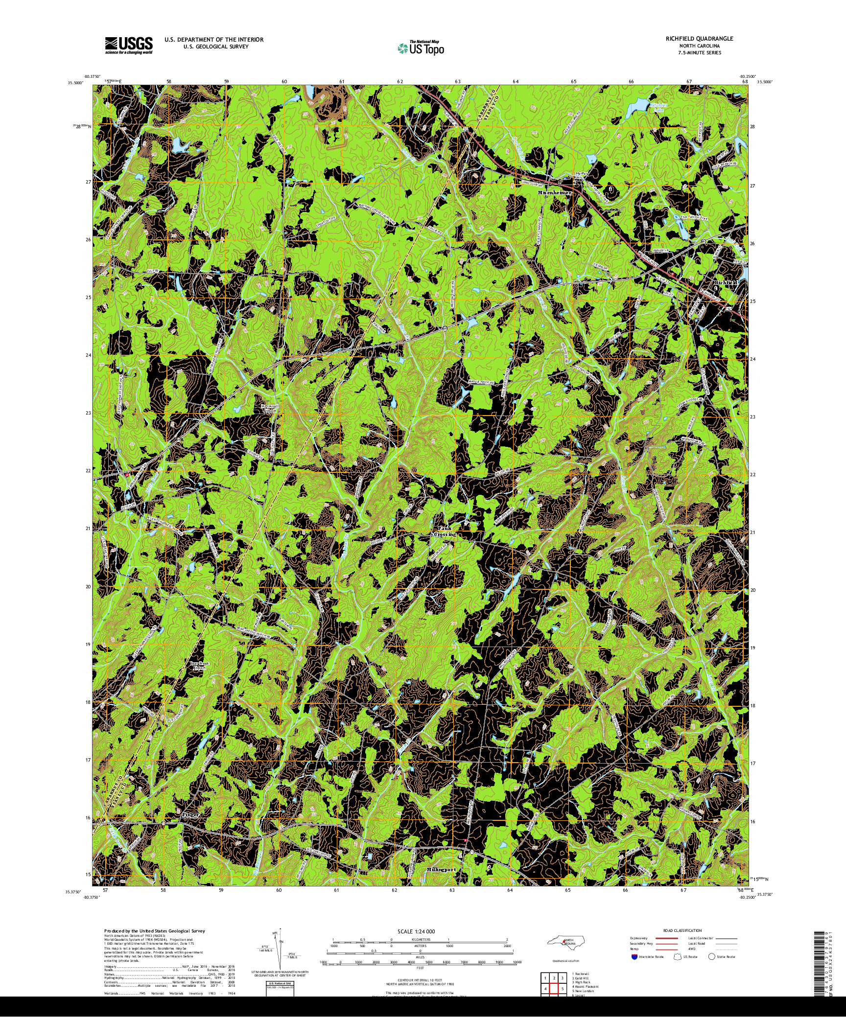 USGS US TOPO 7.5-MINUTE MAP FOR RICHFIELD, NC 2019