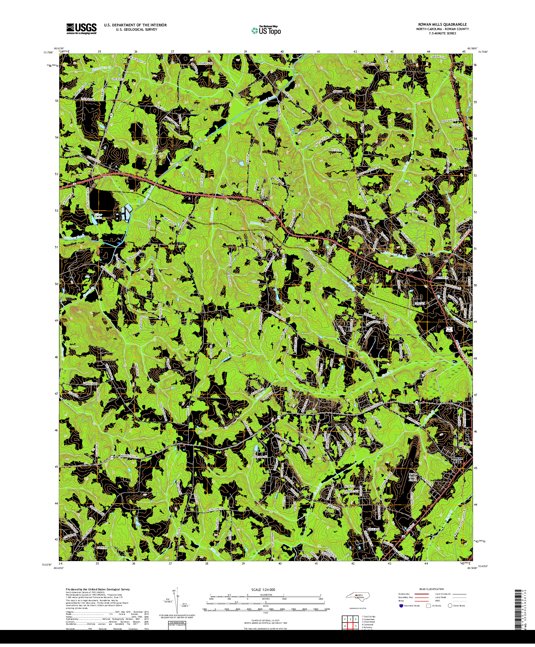 USGS US TOPO 7.5-MINUTE MAP FOR ROWAN MILLS, NC 2019