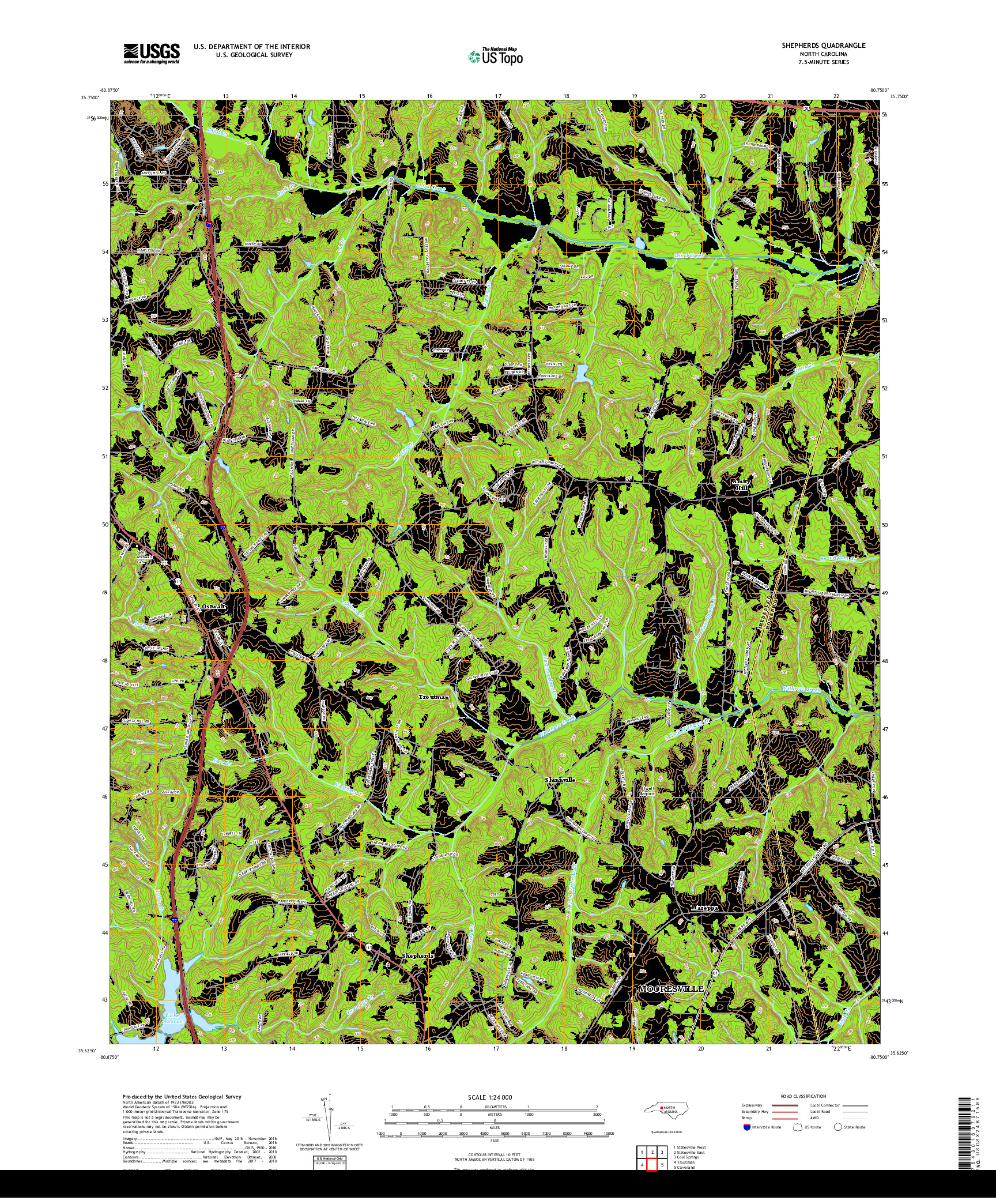 USGS US TOPO 7.5-MINUTE MAP FOR SHEPHERDS, NC 2019