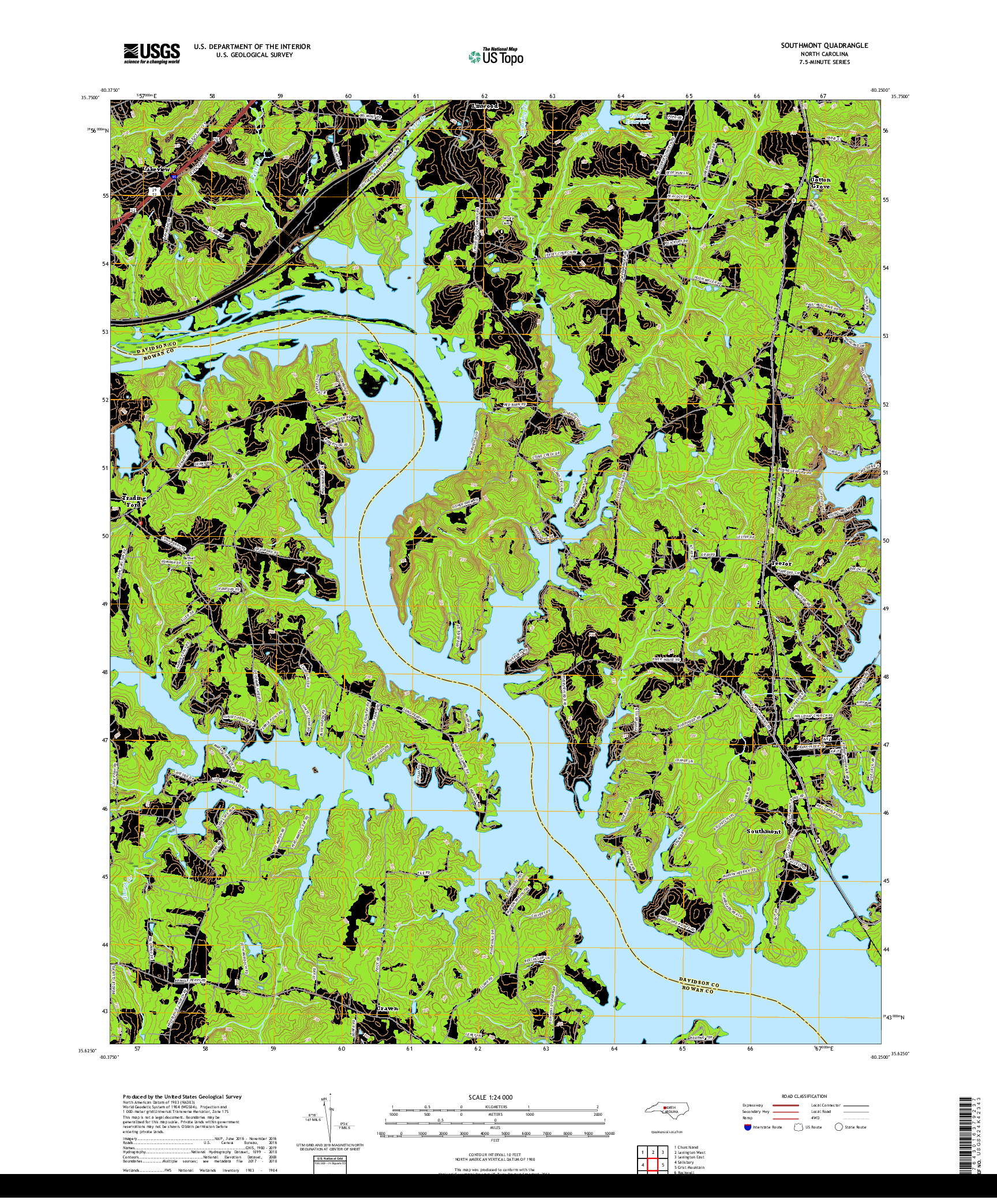 USGS US TOPO 7.5-MINUTE MAP FOR SOUTHMONT, NC 2019