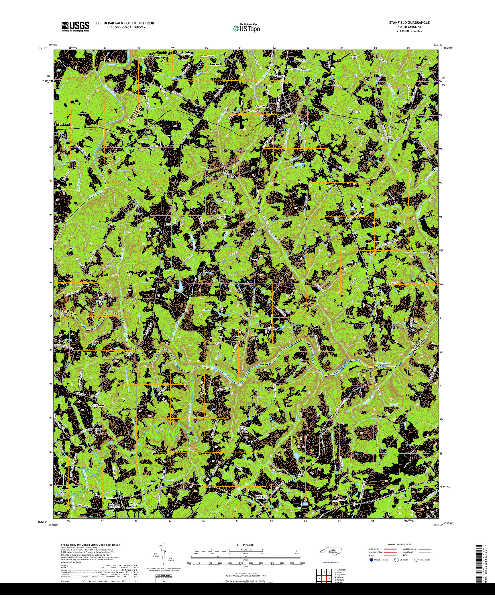 USGS US TOPO 7.5-MINUTE MAP FOR STANFIELD, NC 2019