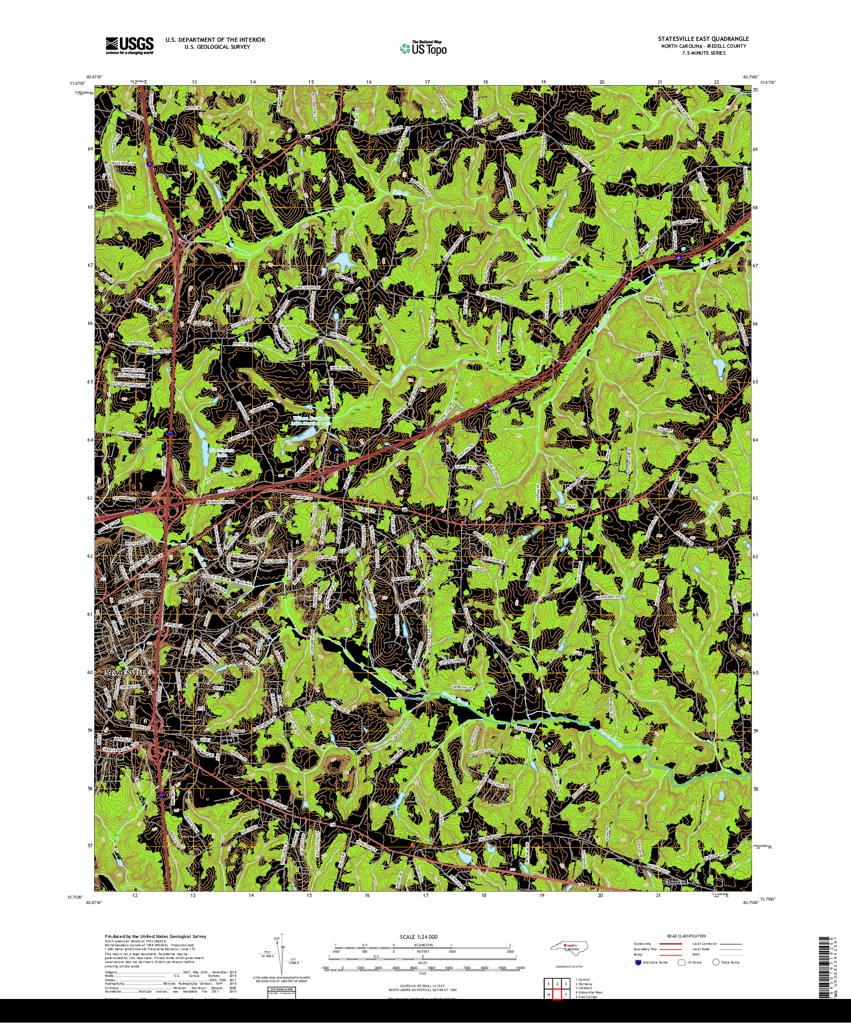 USGS US TOPO 7.5-MINUTE MAP FOR STATESVILLE EAST, NC 2019