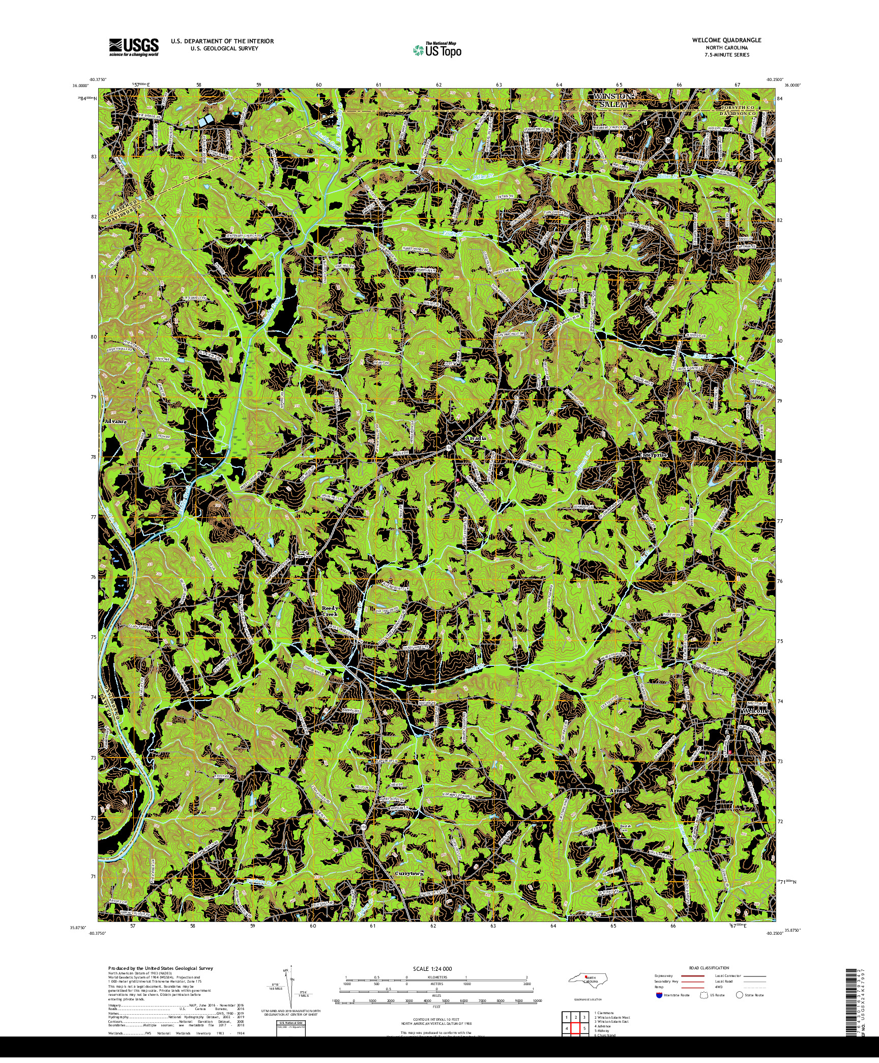 USGS US TOPO 7.5-MINUTE MAP FOR WELCOME, NC 2019