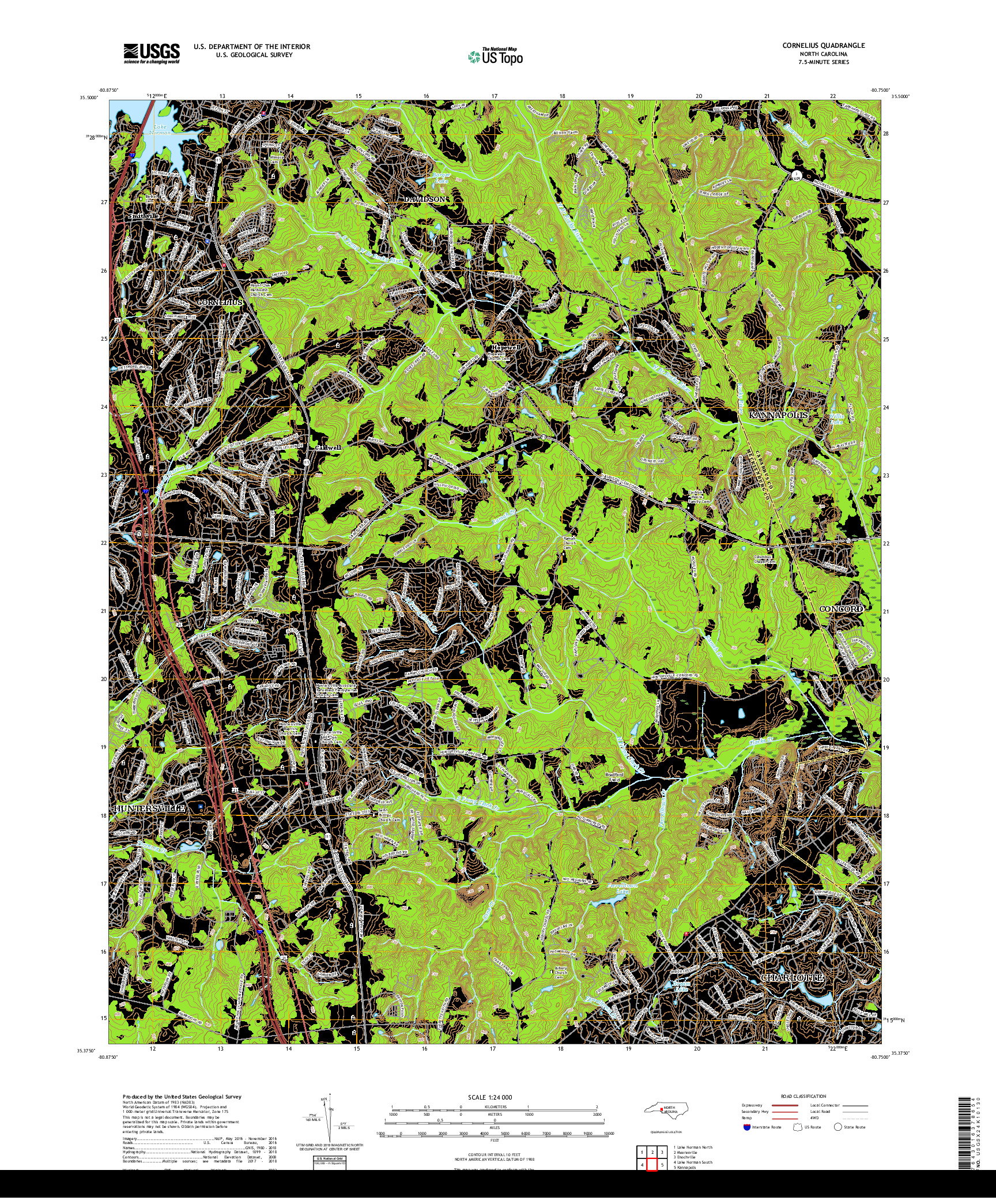 USGS US TOPO 7.5-MINUTE MAP FOR CORNELIUS, NC 2019