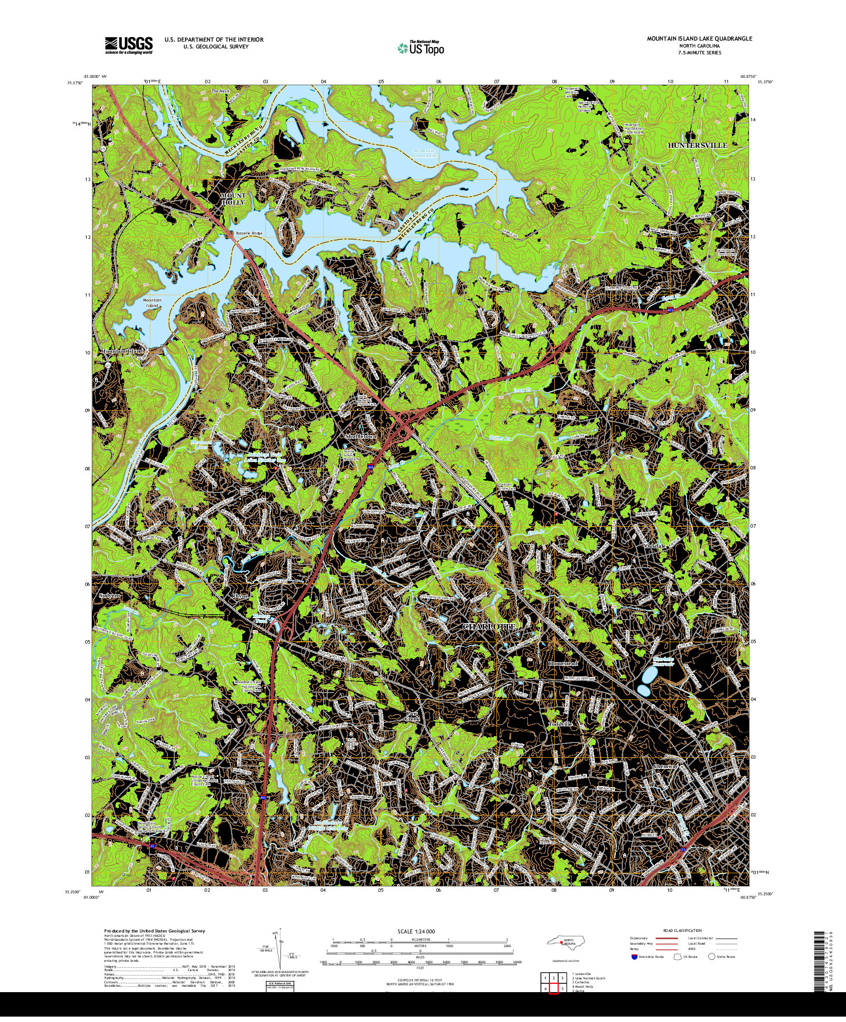 USGS US TOPO 7.5-MINUTE MAP FOR MOUNTAIN ISLAND LAKE, NC 2019