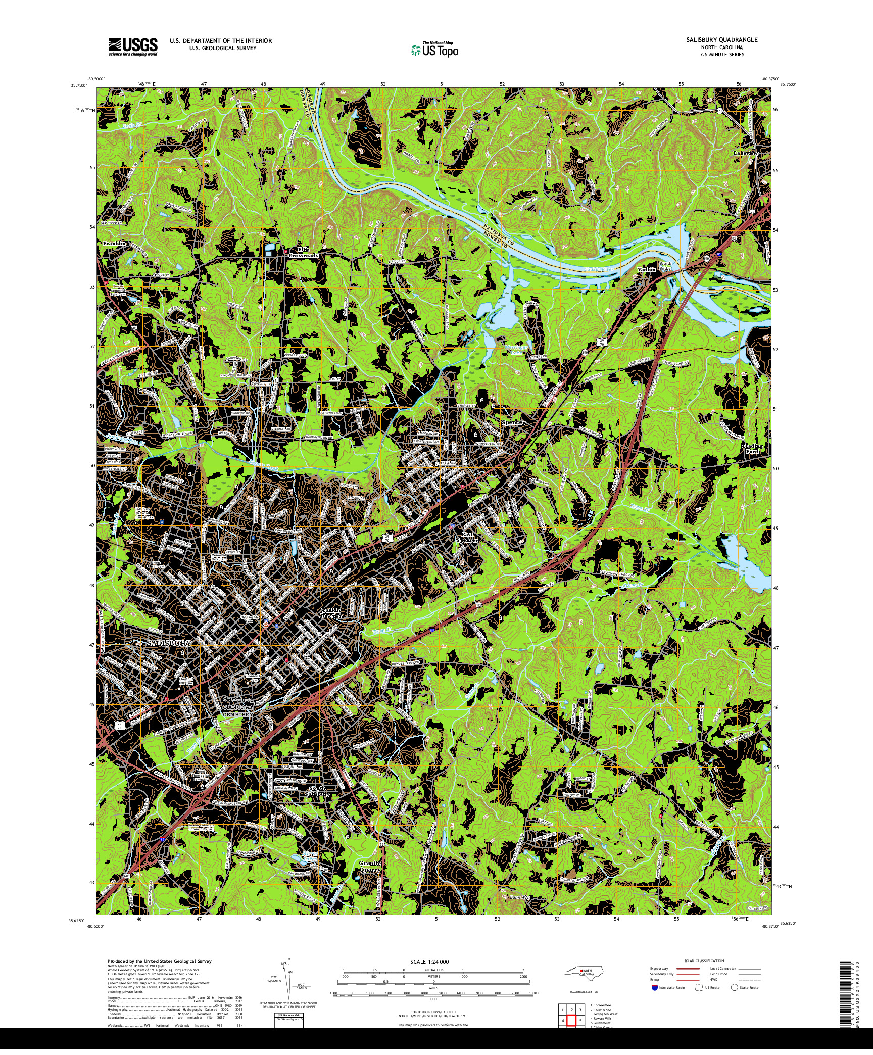 USGS US TOPO 7.5-MINUTE MAP FOR SALISBURY, NC 2019