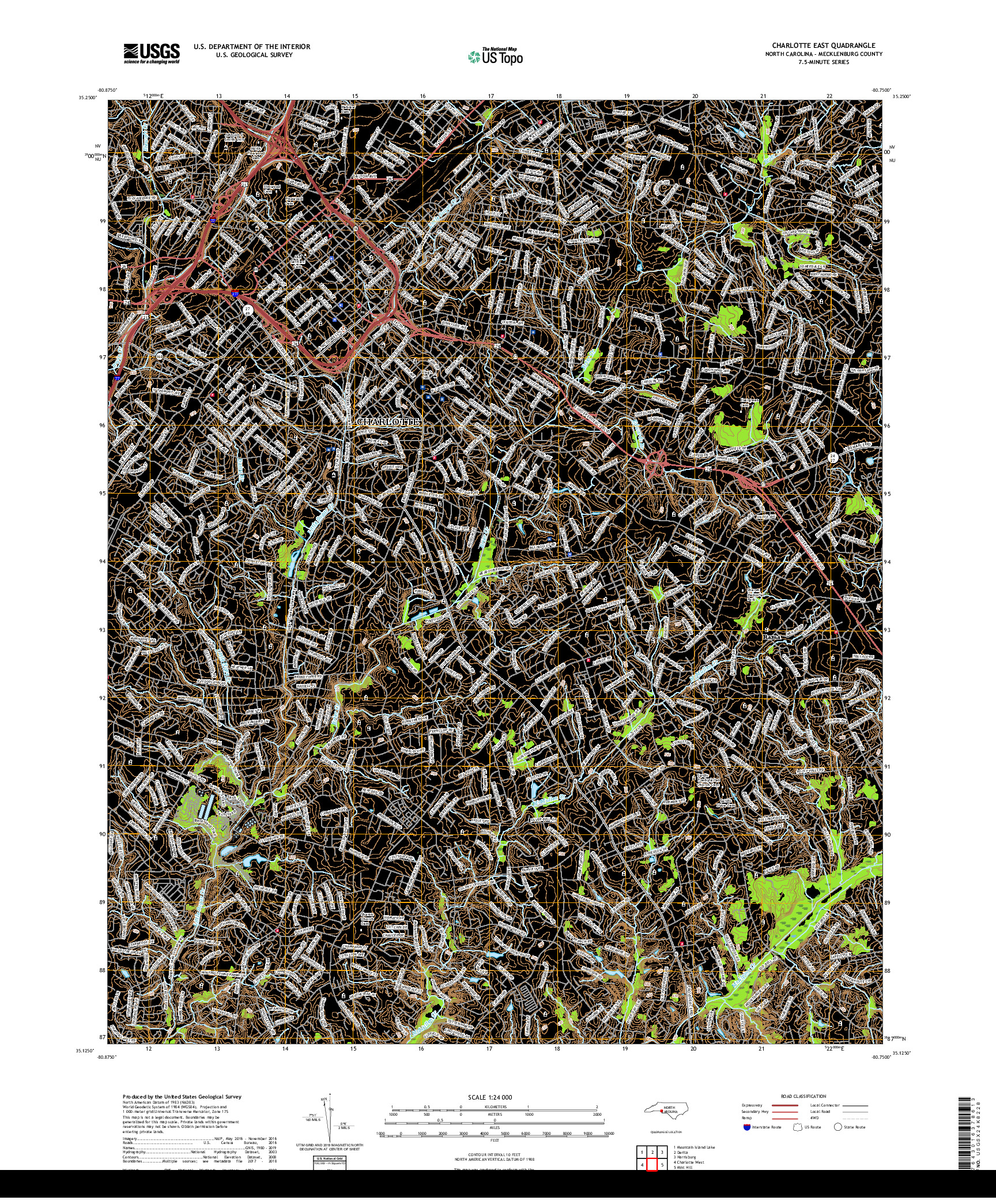 USGS US TOPO 7.5-MINUTE MAP FOR CHARLOTTE EAST, NC 2019