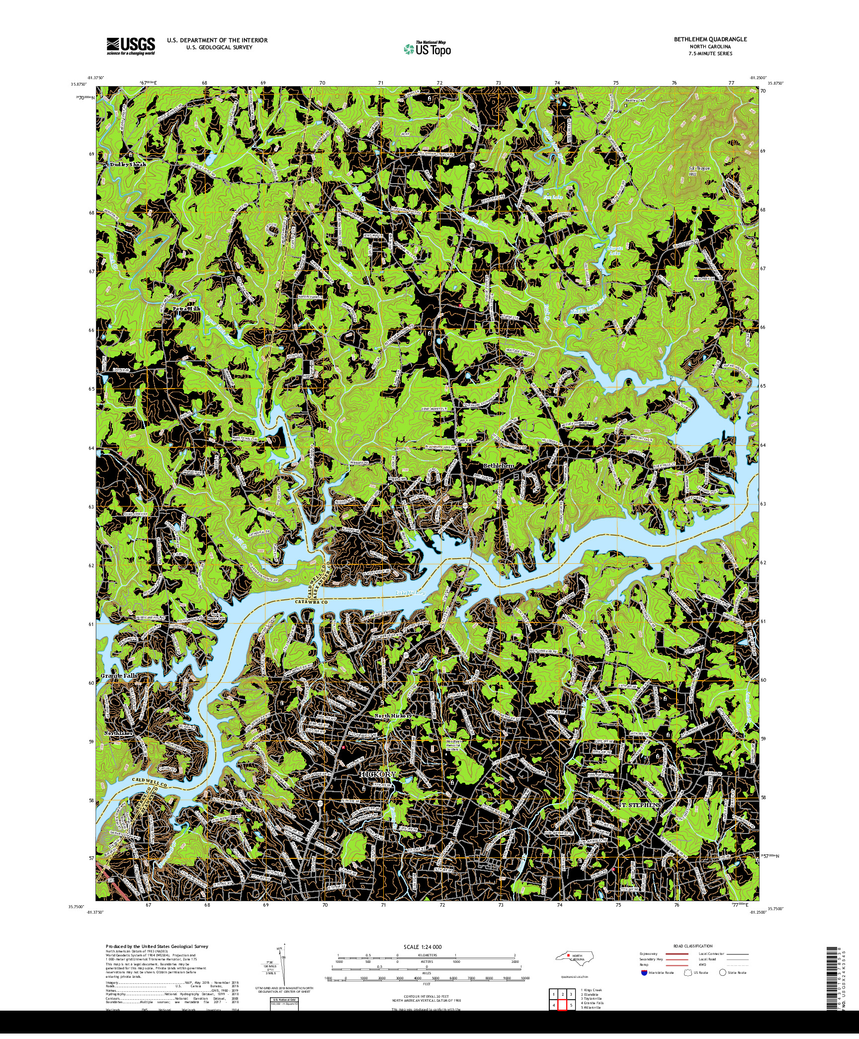 USGS US TOPO 7.5-MINUTE MAP FOR BETHLEHEM, NC 2019