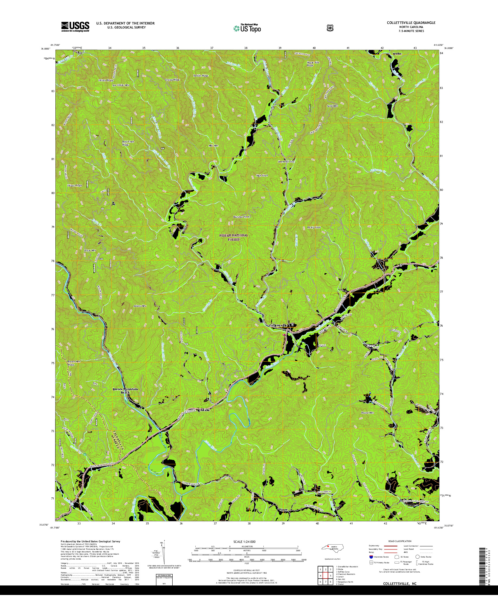 USGS US TOPO 7.5-MINUTE MAP FOR COLLETTSVILLE, NC 2019