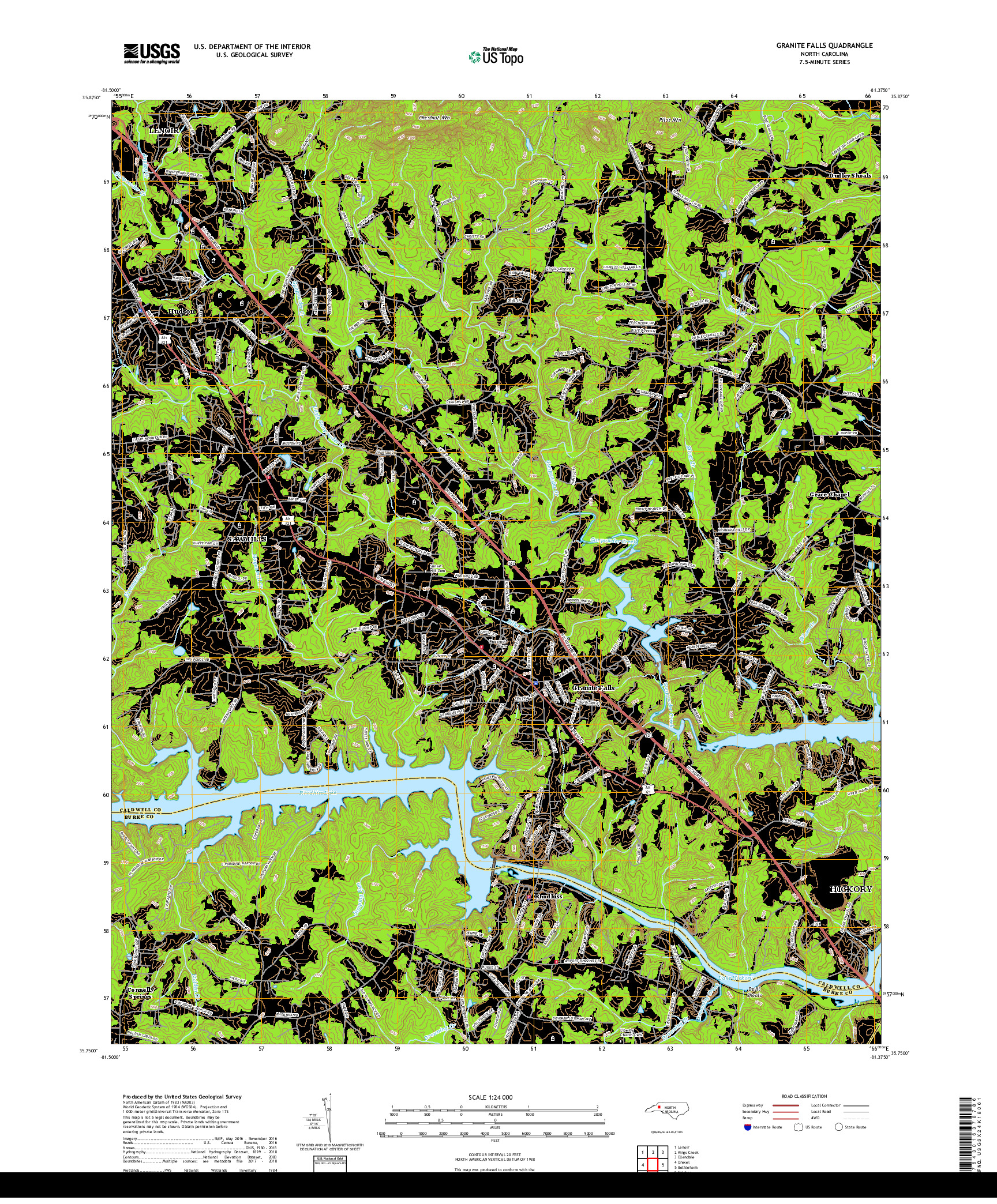 USGS US TOPO 7.5-MINUTE MAP FOR GRANITE FALLS, NC 2019