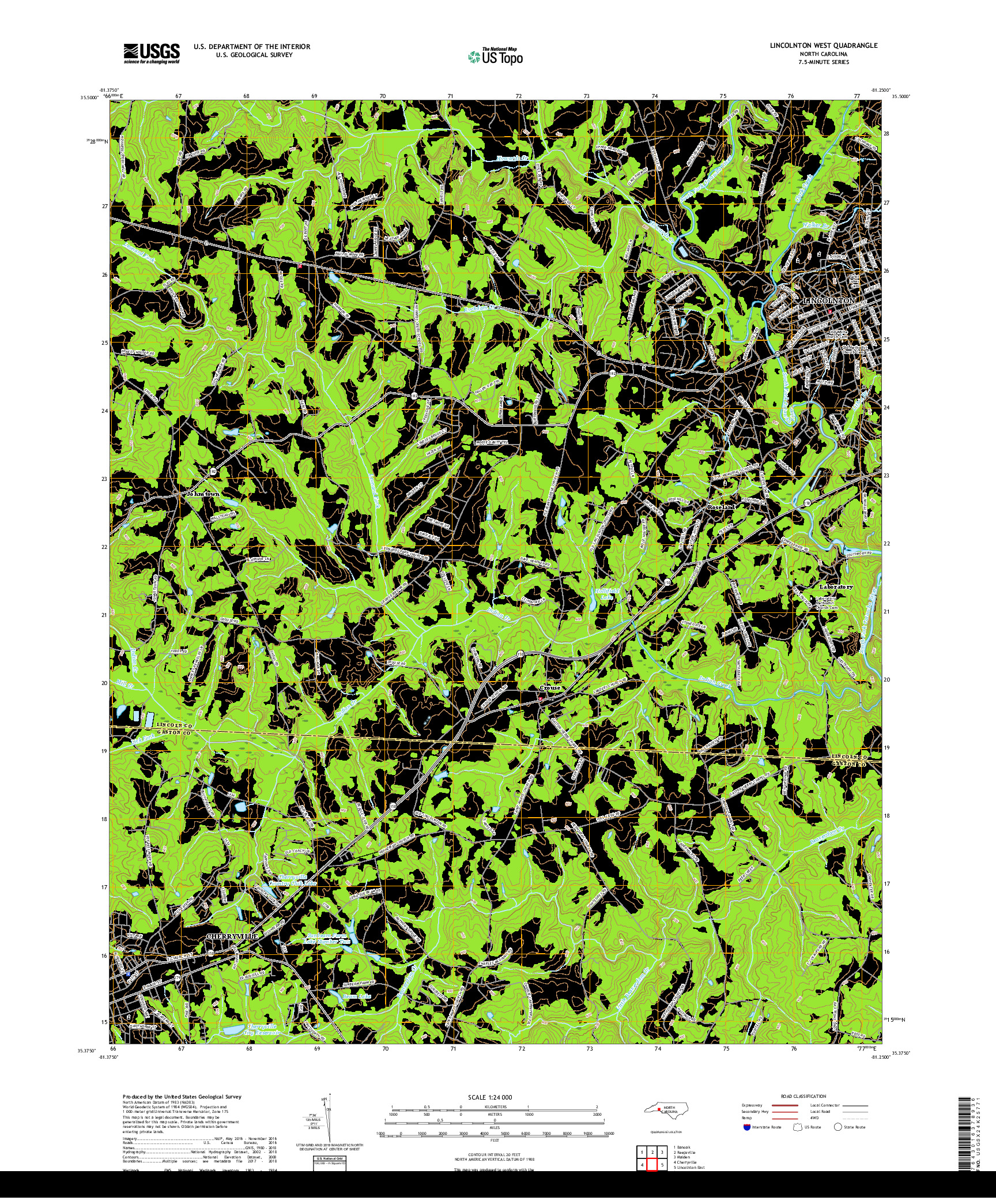 USGS US TOPO 7.5-MINUTE MAP FOR LINCOLNTON WEST, NC 2019