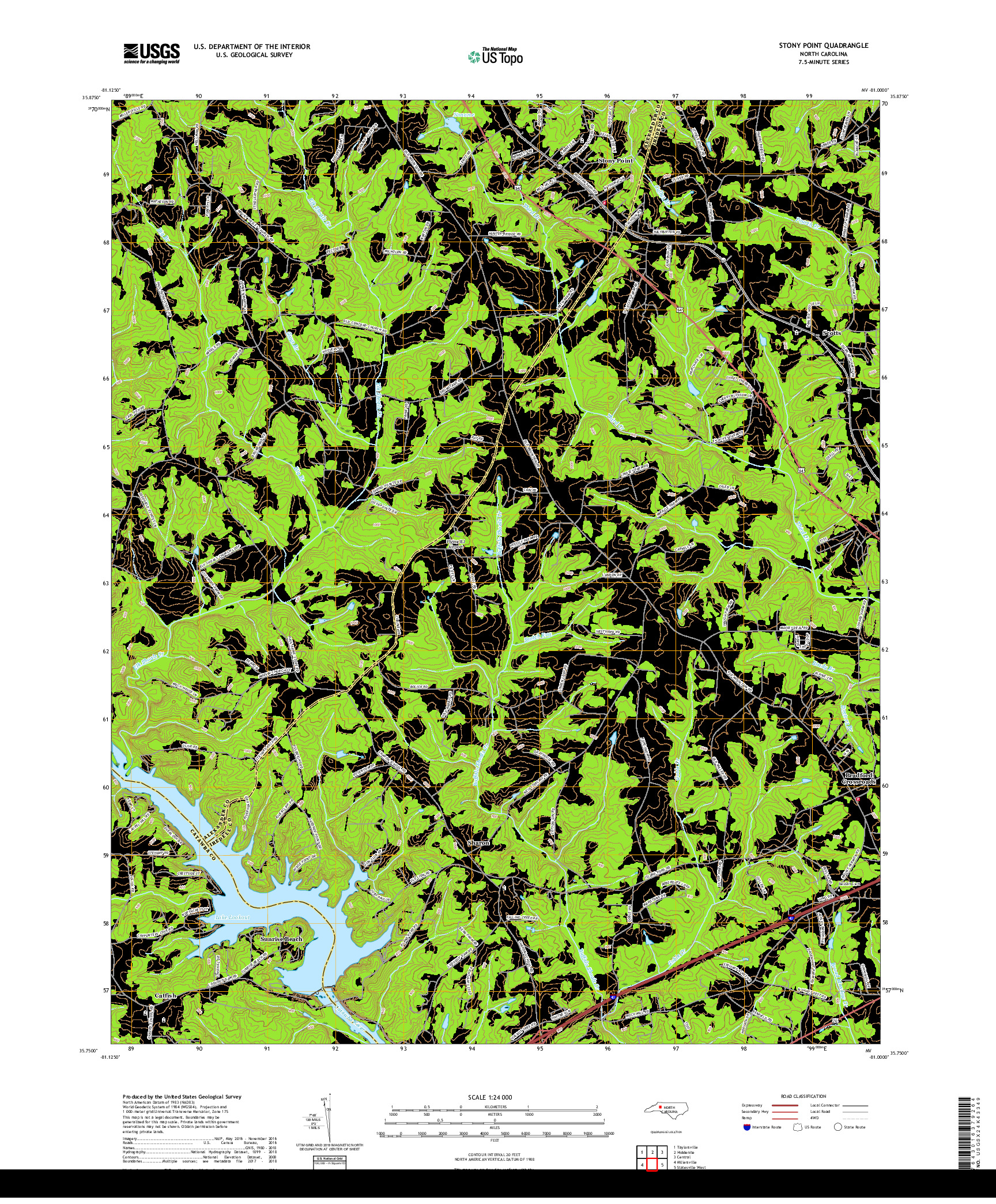 USGS US TOPO 7.5-MINUTE MAP FOR STONY POINT, NC 2019