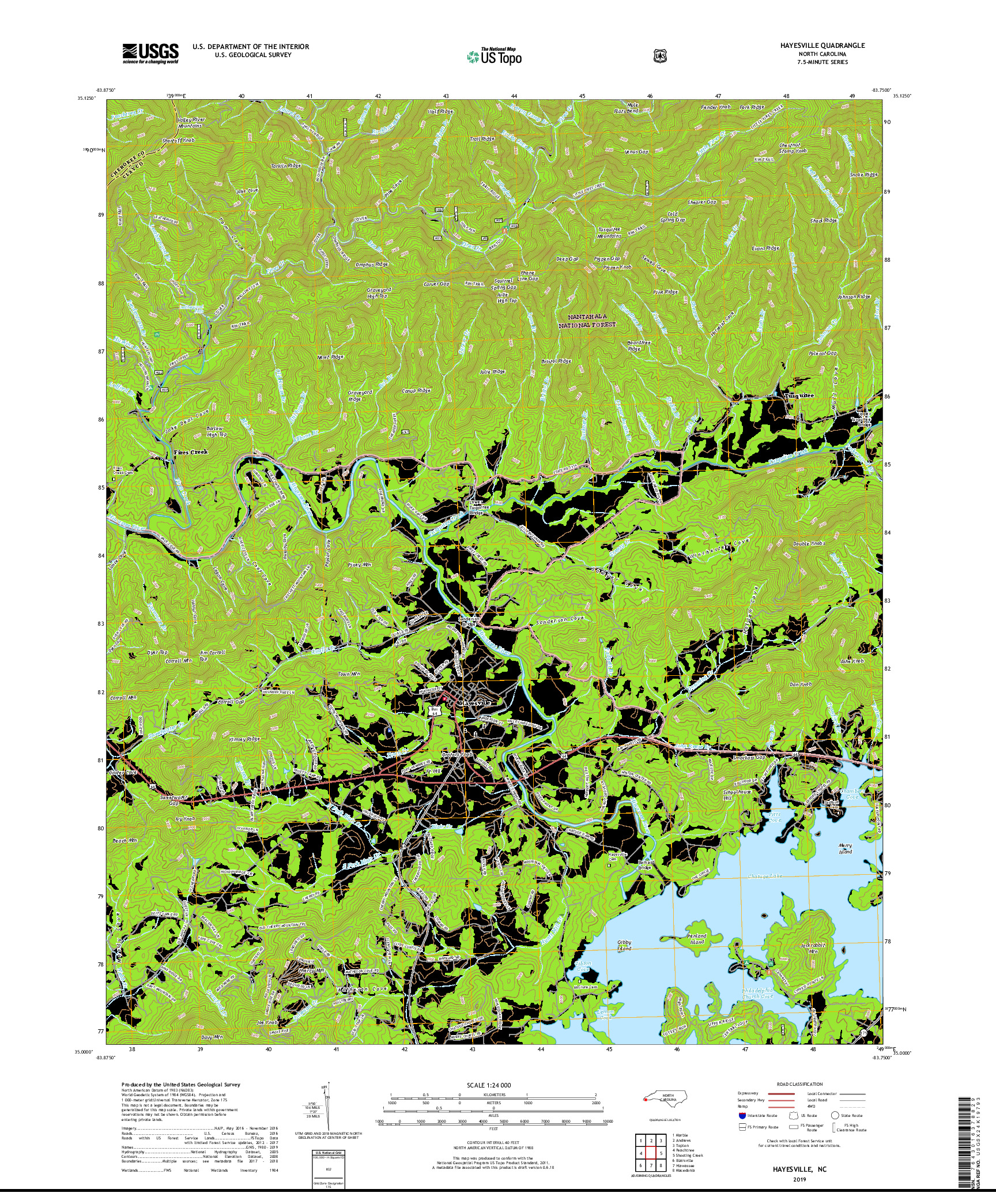 USGS US TOPO 7.5-MINUTE MAP FOR HAYESVILLE, NC 2019