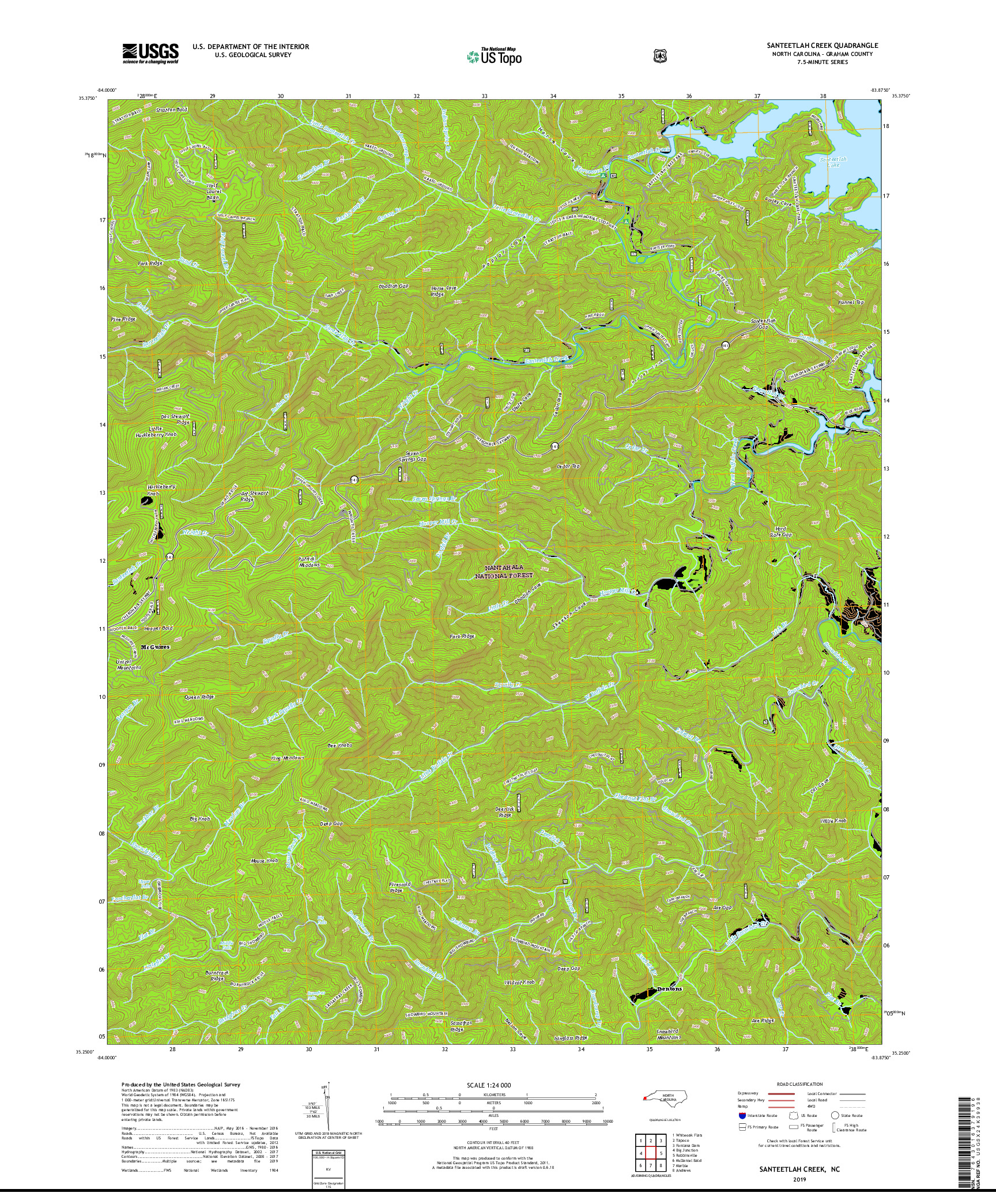 USGS US TOPO 7.5-MINUTE MAP FOR SANTEETLAH CREEK, NC 2019