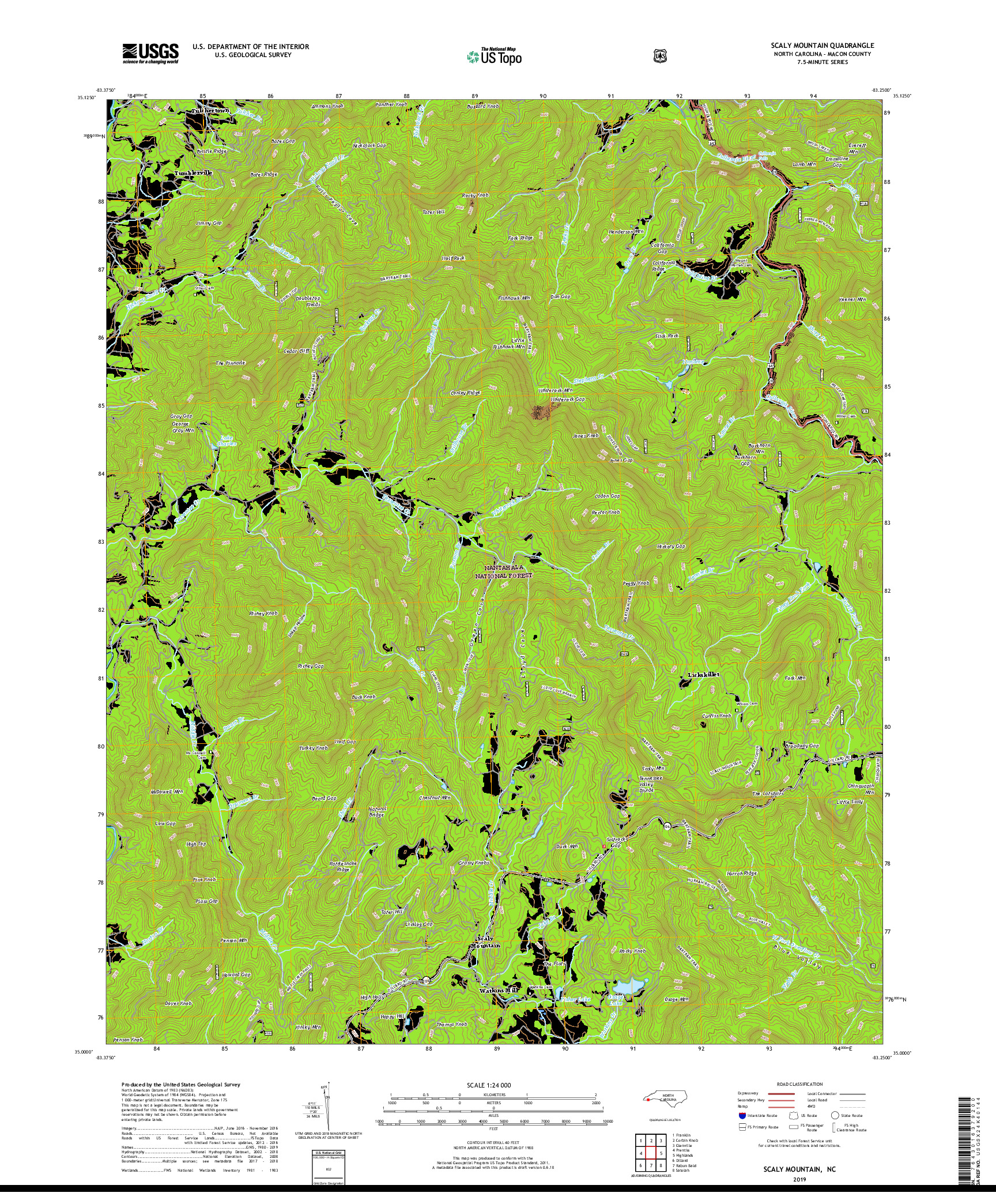 USGS US TOPO 7.5-MINUTE MAP FOR SCALY MOUNTAIN, NC 2019