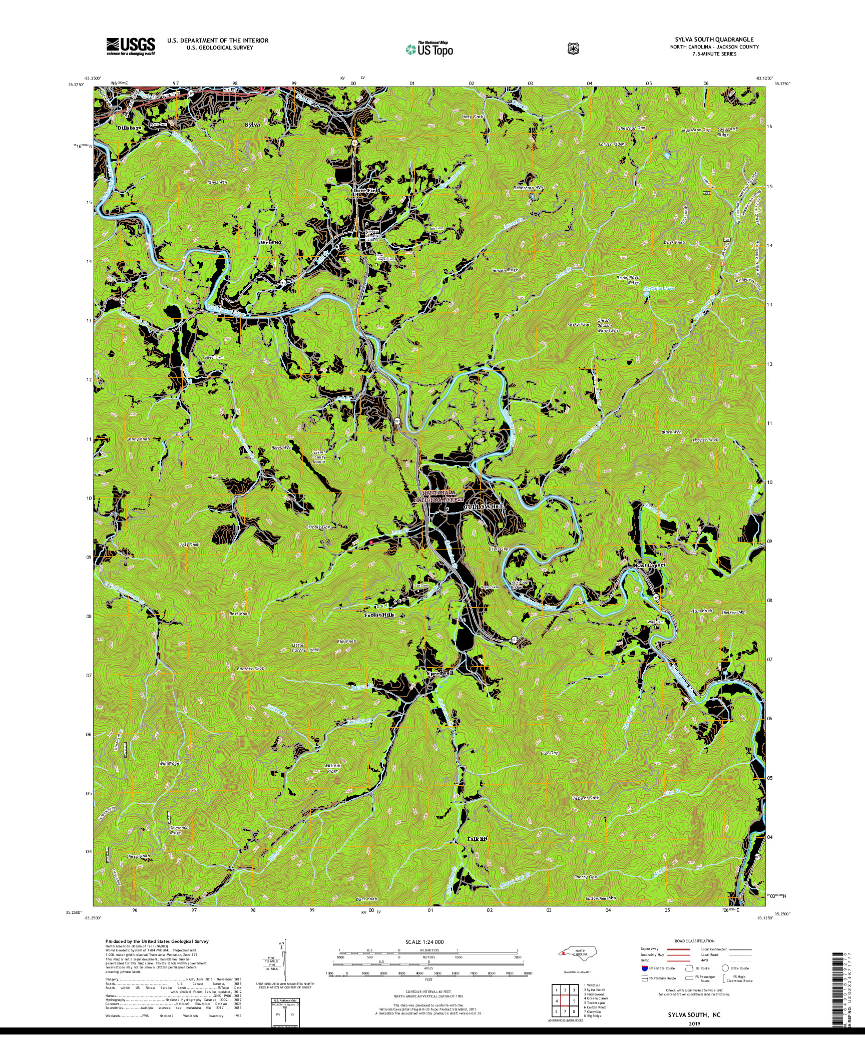 USGS US TOPO 7.5-MINUTE MAP FOR SYLVA SOUTH, NC 2019