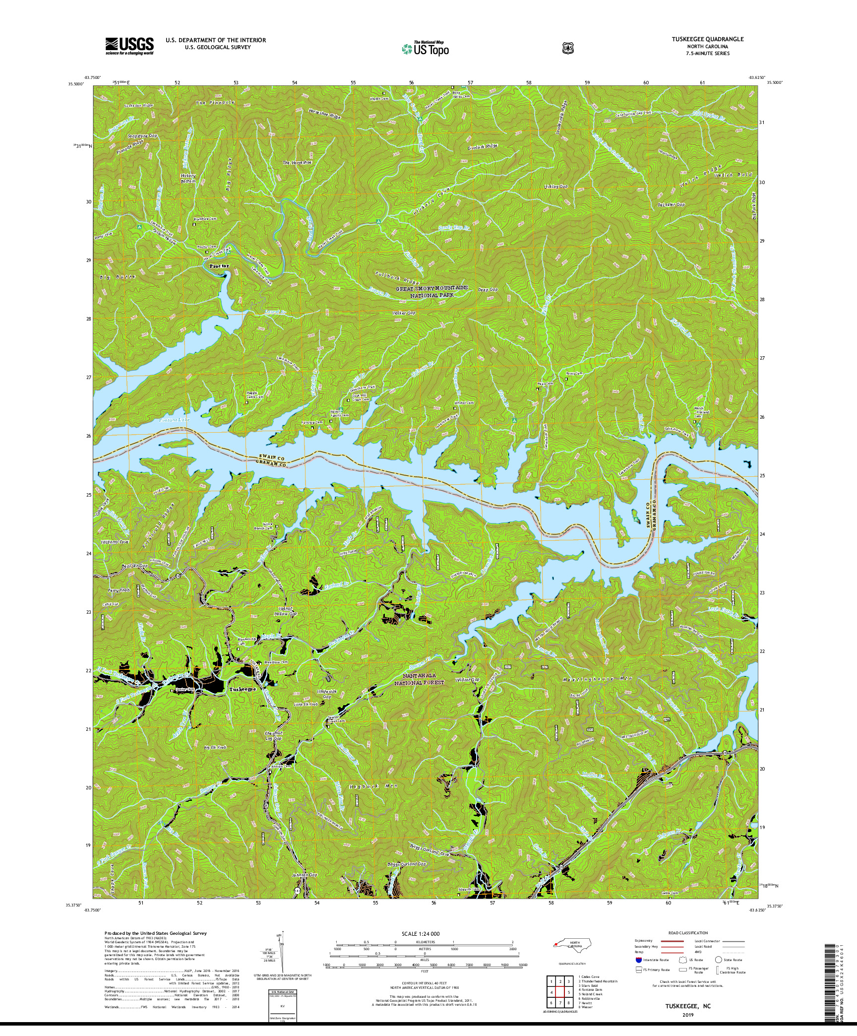 USGS US TOPO 7.5-MINUTE MAP FOR TUSKEEGEE, NC 2019