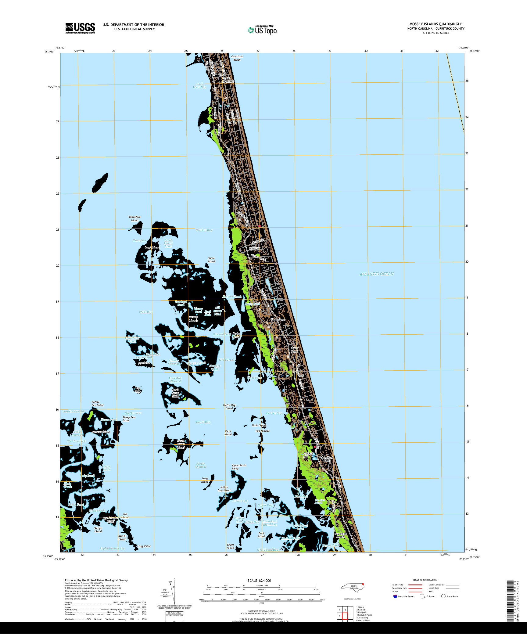 USGS US TOPO 7.5-MINUTE MAP FOR MOSSEY ISLANDS, NC 2019