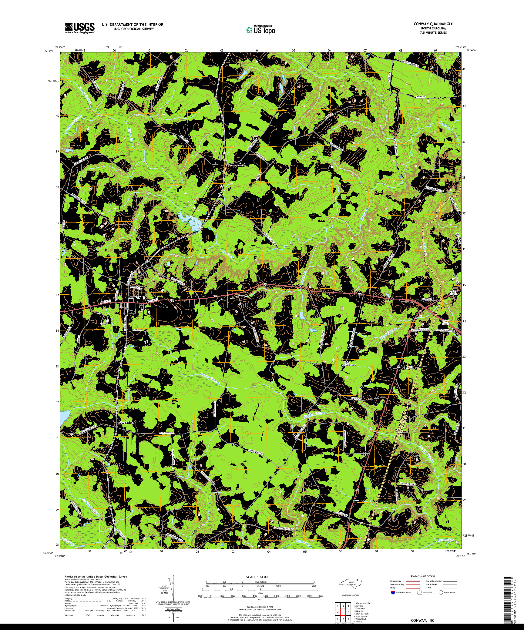 USGS US TOPO 7.5-MINUTE MAP FOR CONWAY, NC 2019