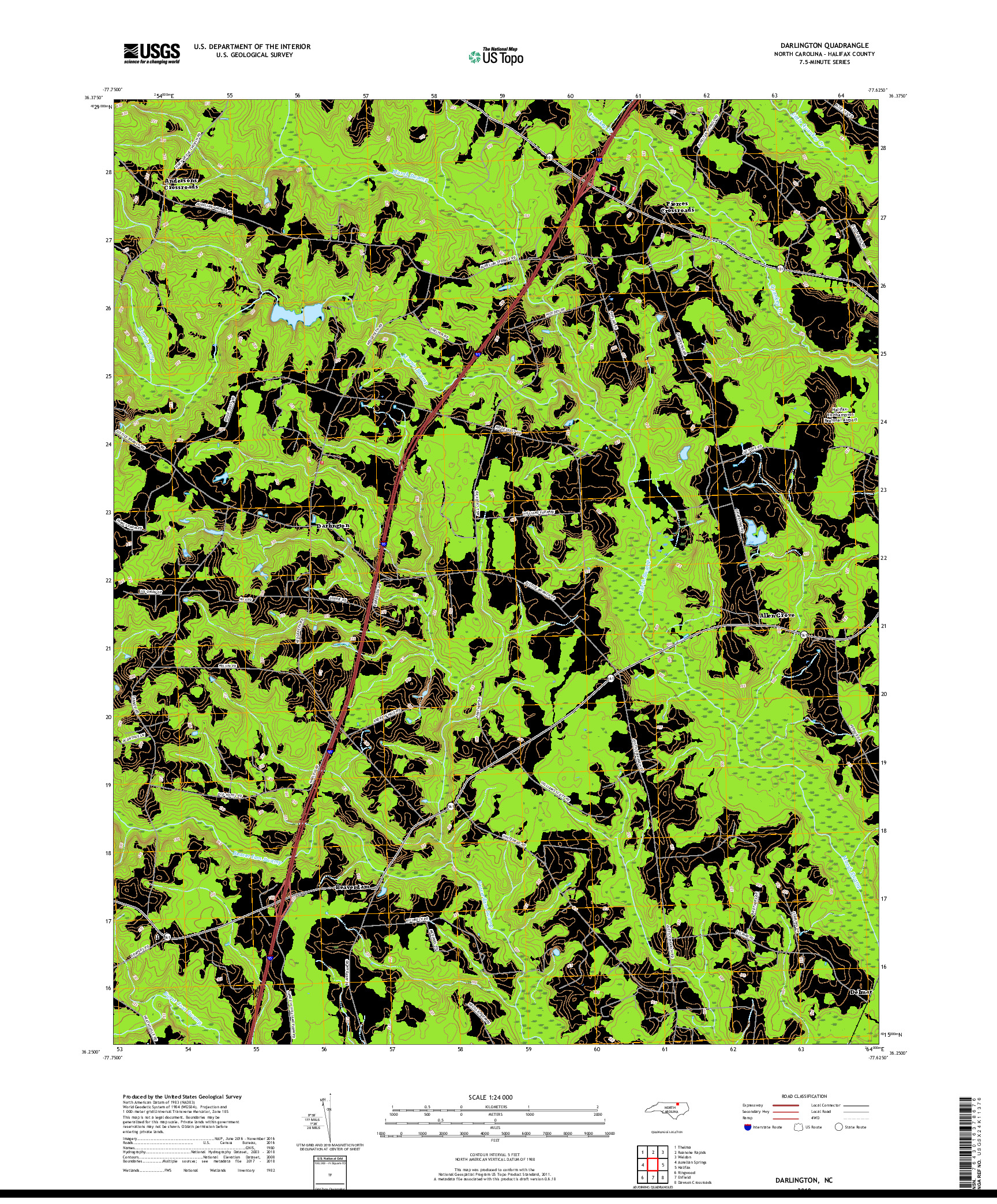 USGS US TOPO 7.5-MINUTE MAP FOR DARLINGTON, NC 2019