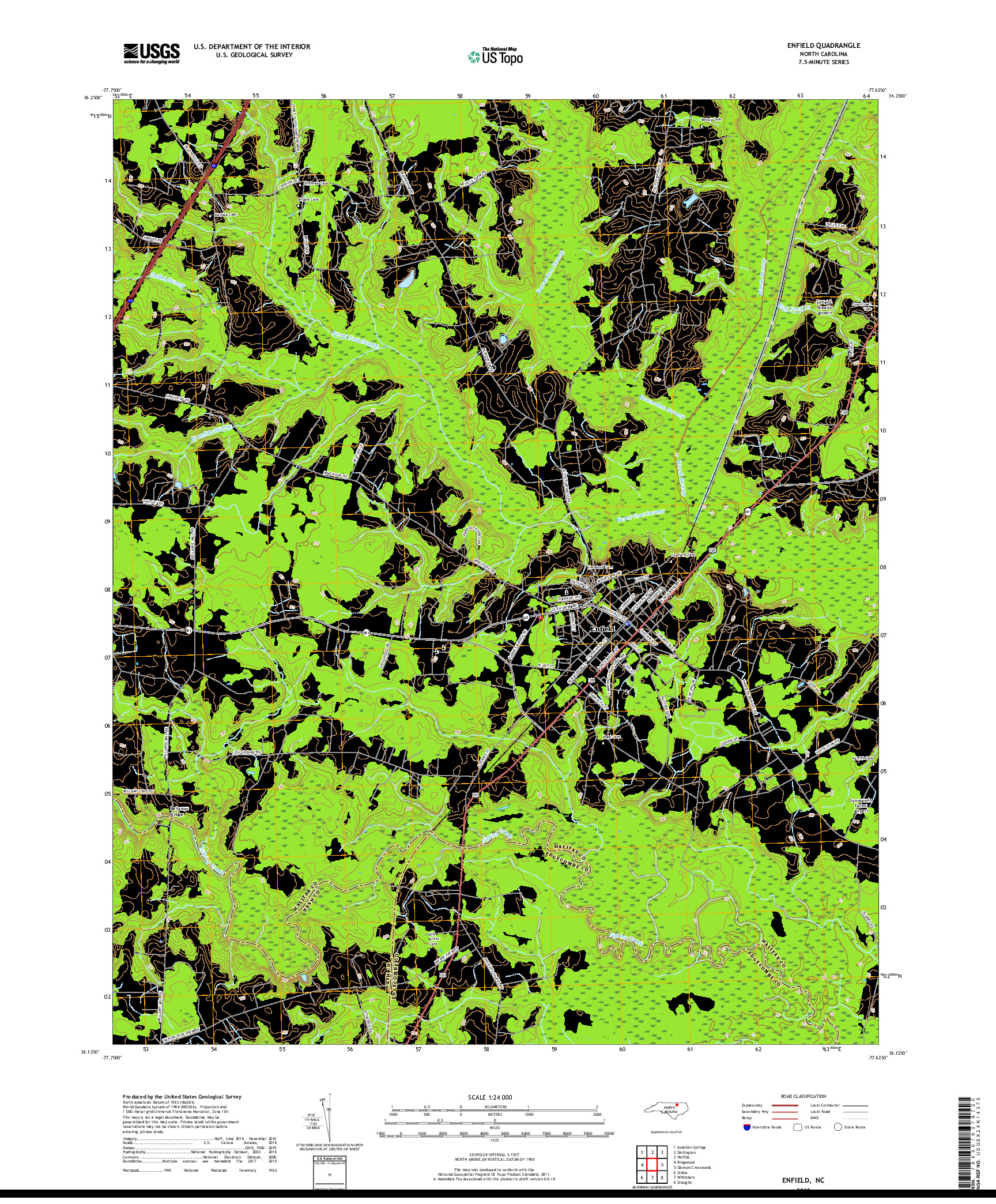 USGS US TOPO 7.5-MINUTE MAP FOR ENFIELD, NC 2019