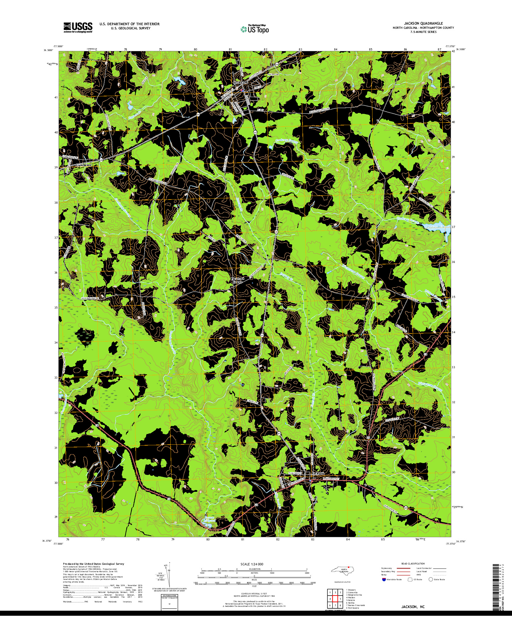 USGS US TOPO 7.5-MINUTE MAP FOR JACKSON, NC 2019