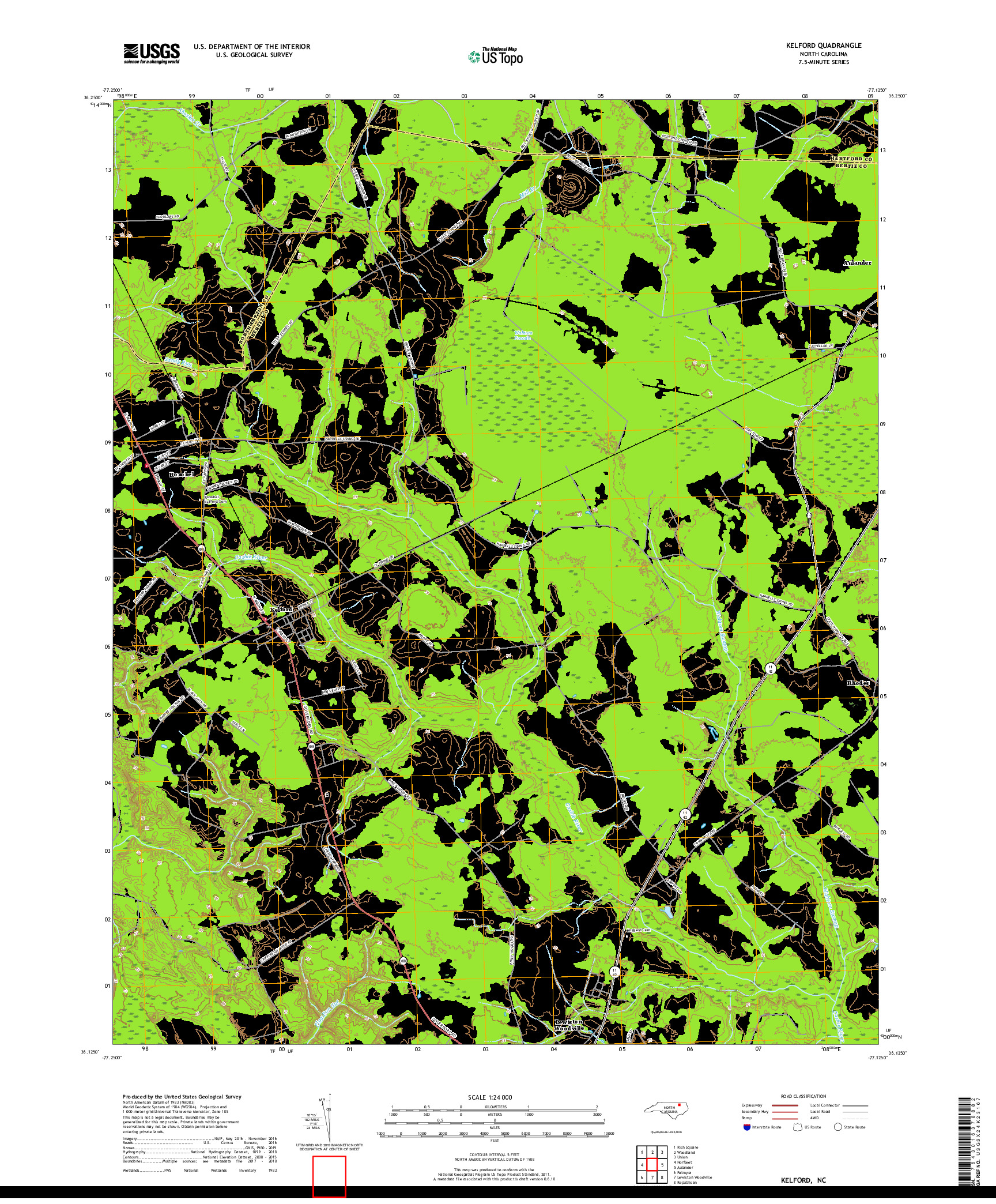 USGS US TOPO 7.5-MINUTE MAP FOR KELFORD, NC 2019