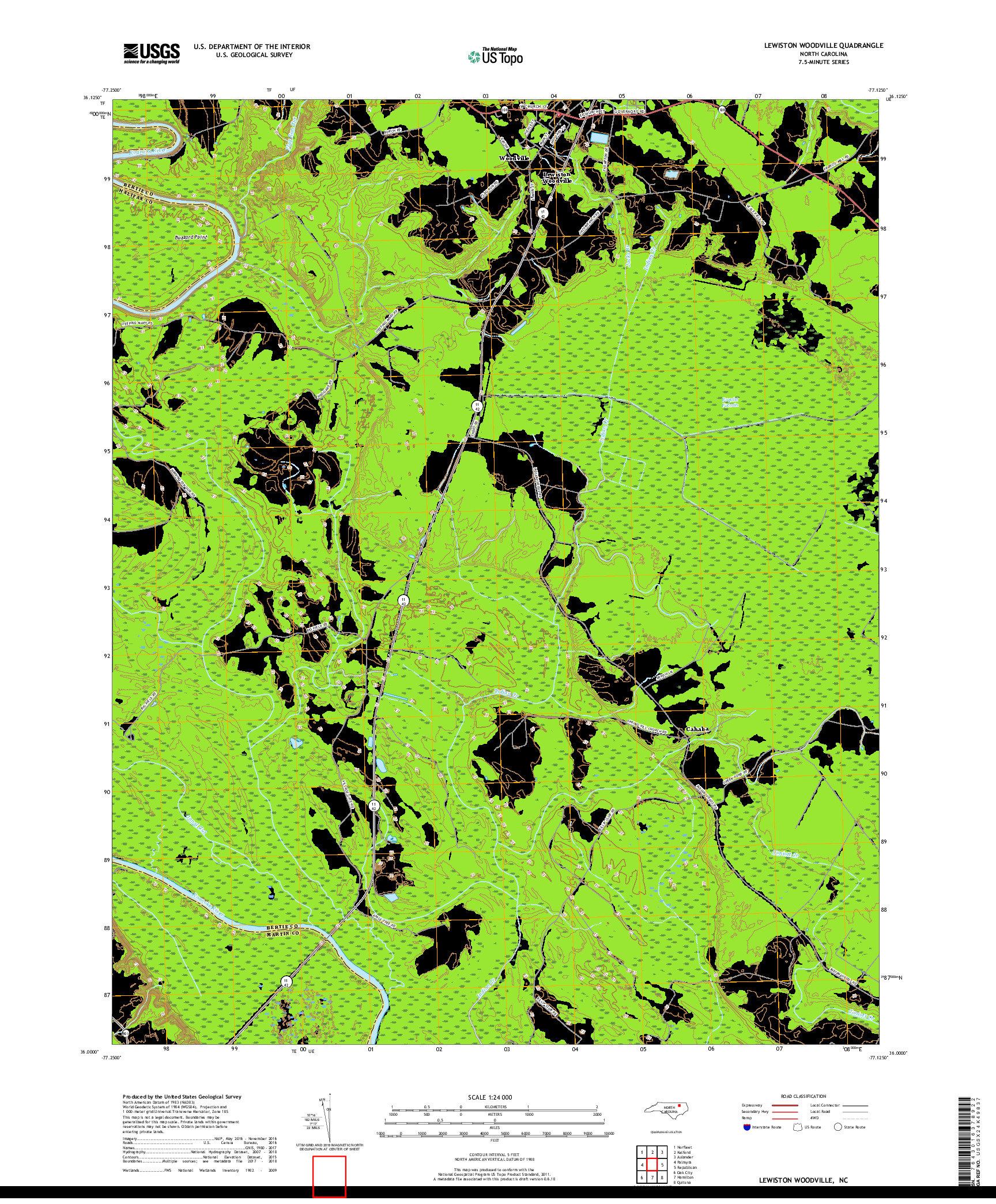 USGS US TOPO 7.5-MINUTE MAP FOR LEWISTON WOODVILLE, NC 2019