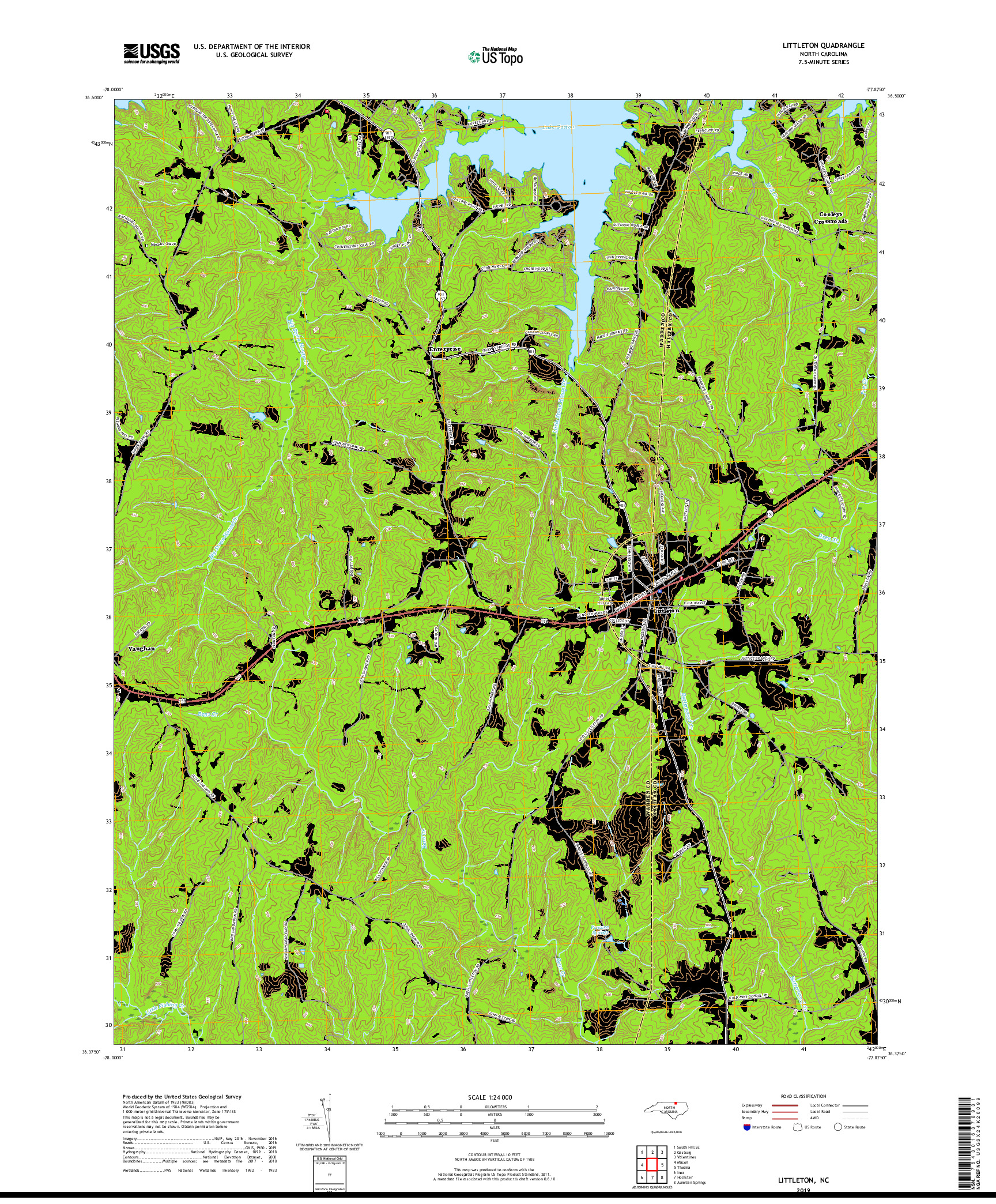 USGS US TOPO 7.5-MINUTE MAP FOR LITTLETON, NC 2019