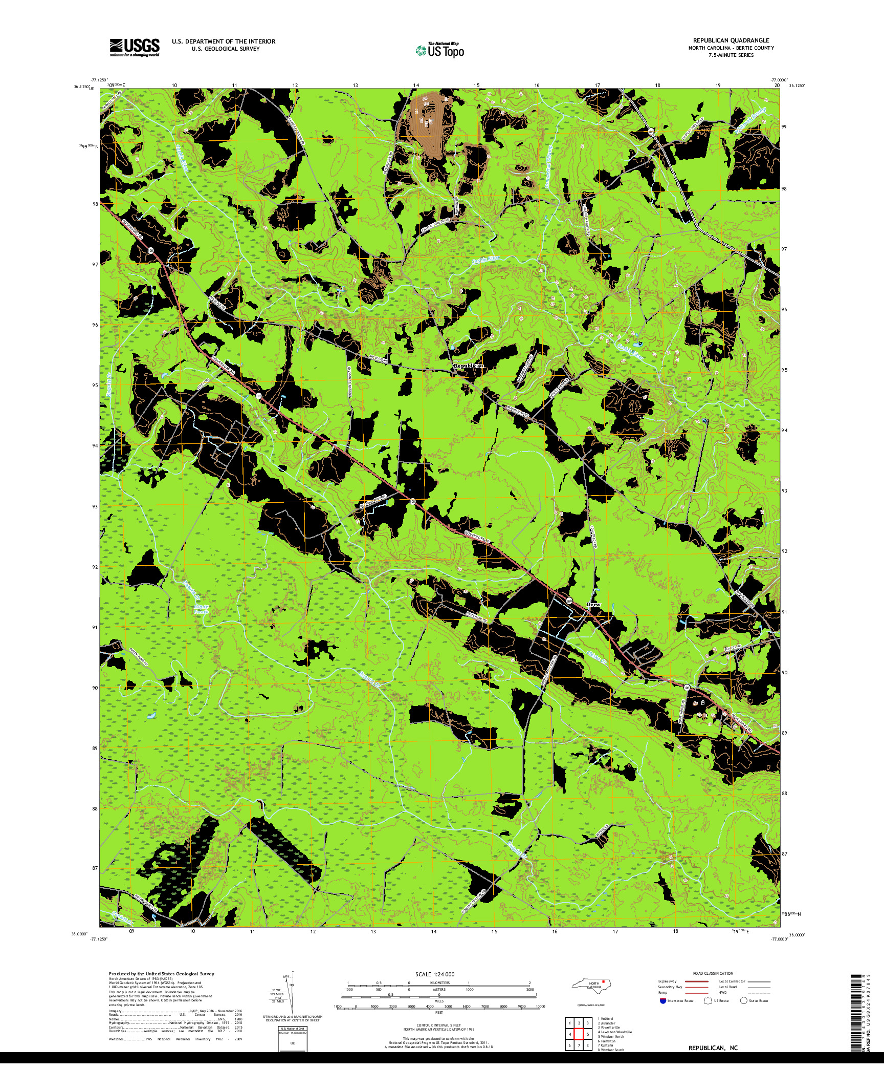 USGS US TOPO 7.5-MINUTE MAP FOR REPUBLICAN, NC 2019