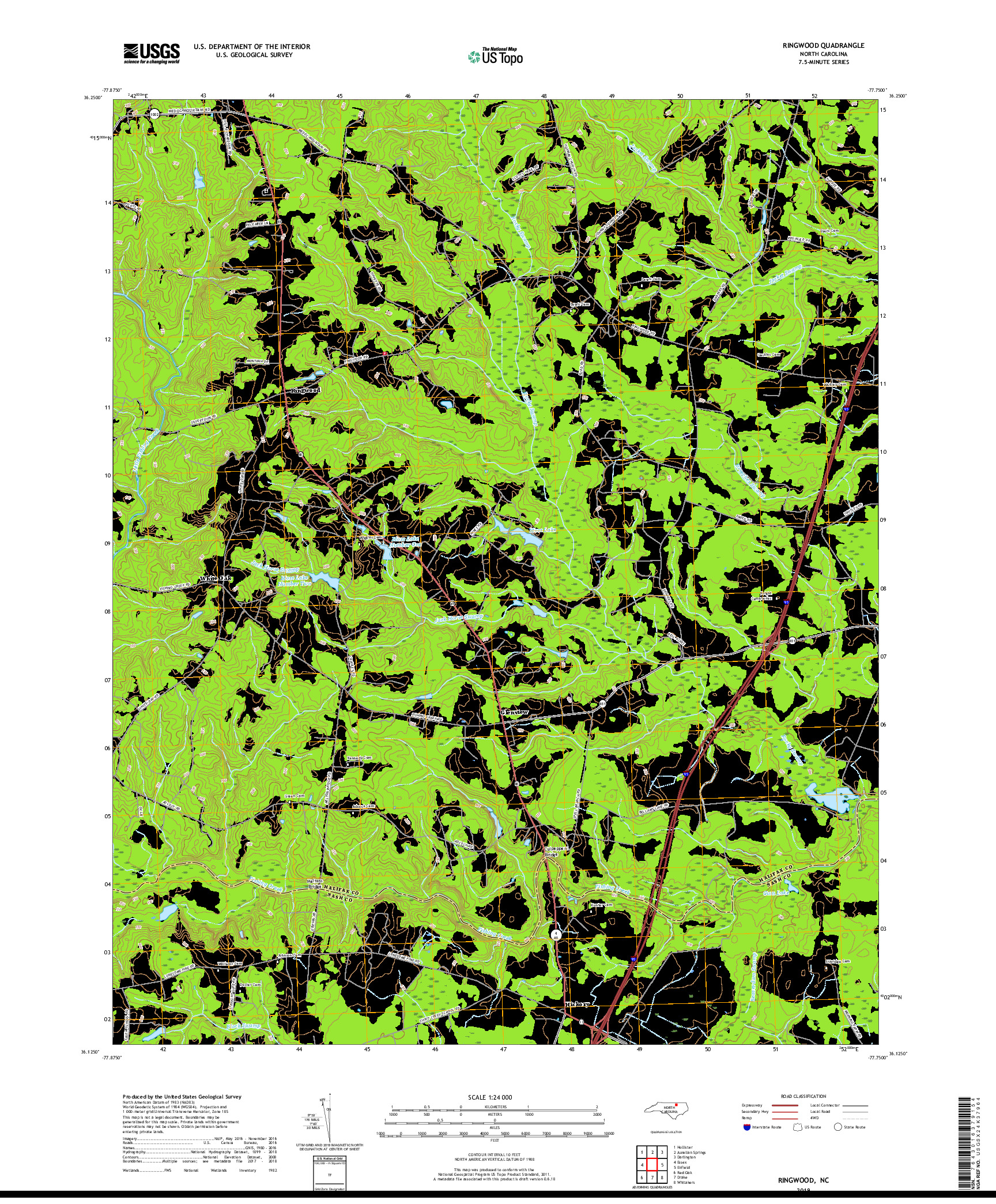 USGS US TOPO 7.5-MINUTE MAP FOR RINGWOOD, NC 2019