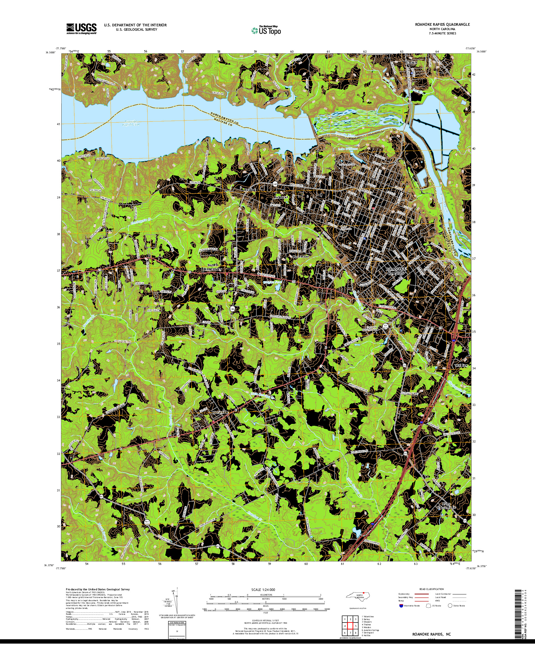 USGS US TOPO 7.5-MINUTE MAP FOR ROANOKE RAPIDS, NC 2019