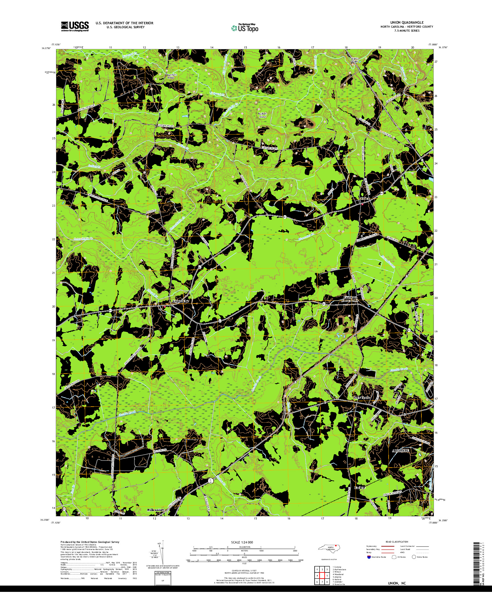 USGS US TOPO 7.5-MINUTE MAP FOR UNION, NC 2019