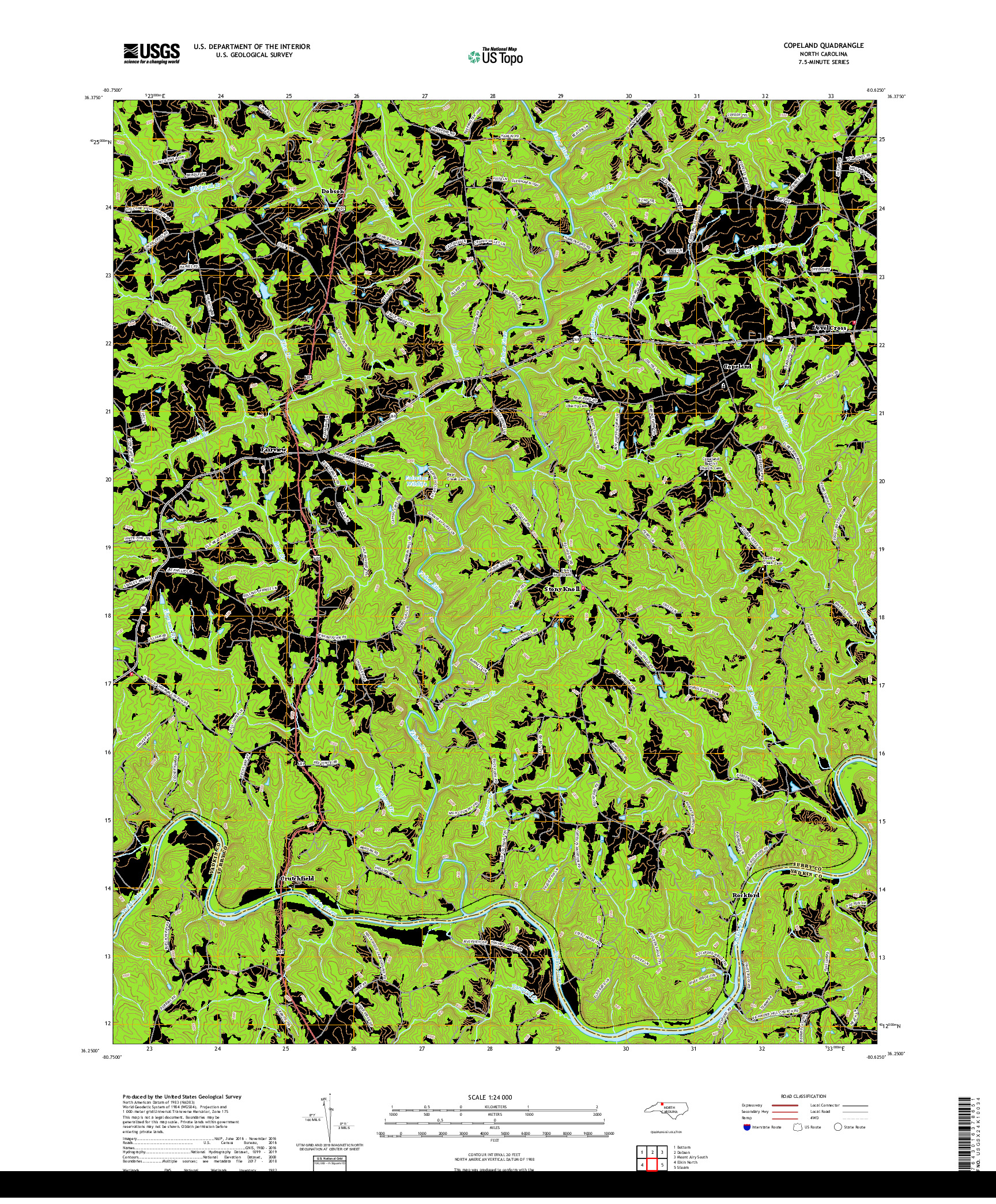 USGS US TOPO 7.5-MINUTE MAP FOR COPELAND, NC 2019