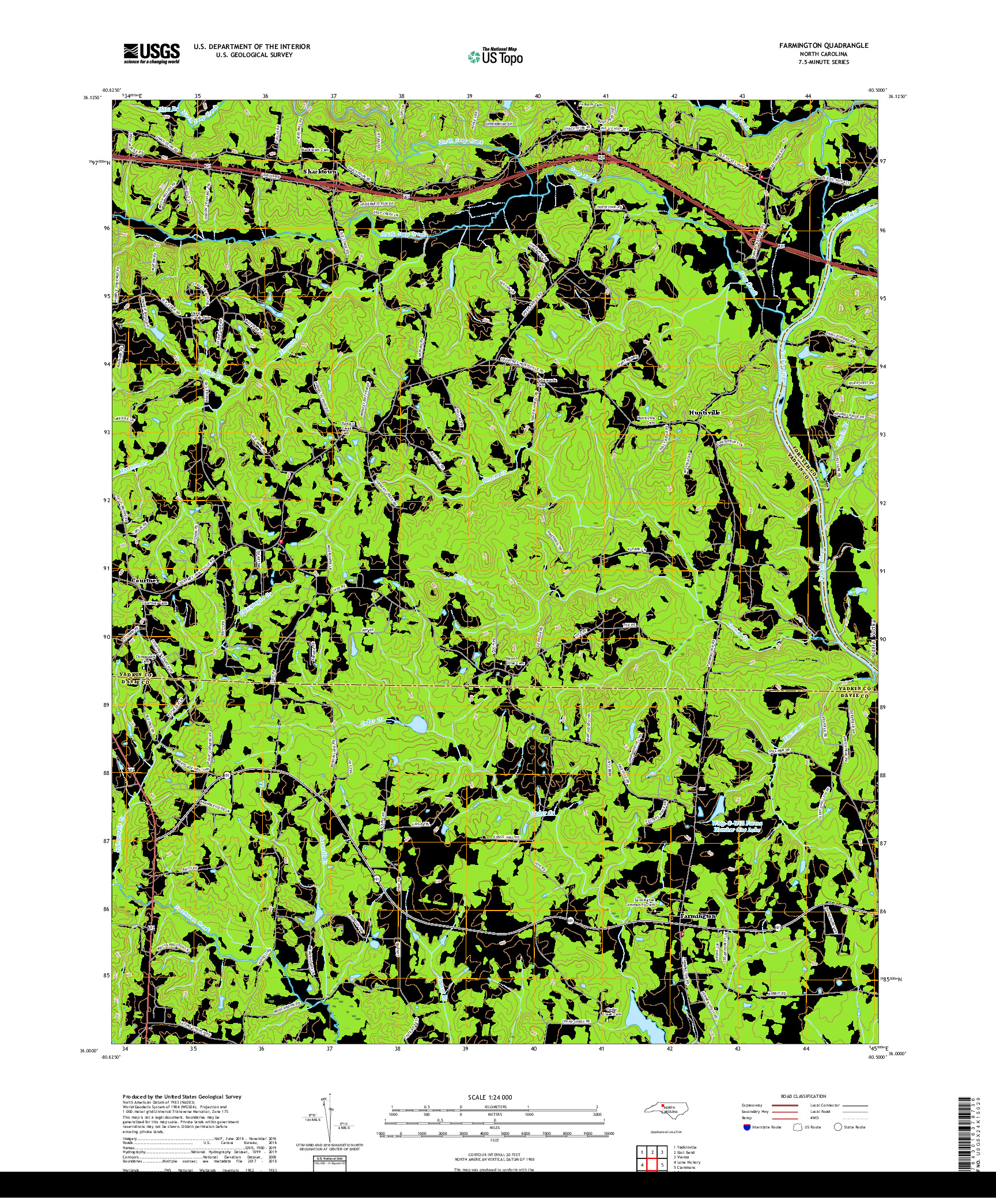 USGS US TOPO 7.5-MINUTE MAP FOR FARMINGTON, NC 2019