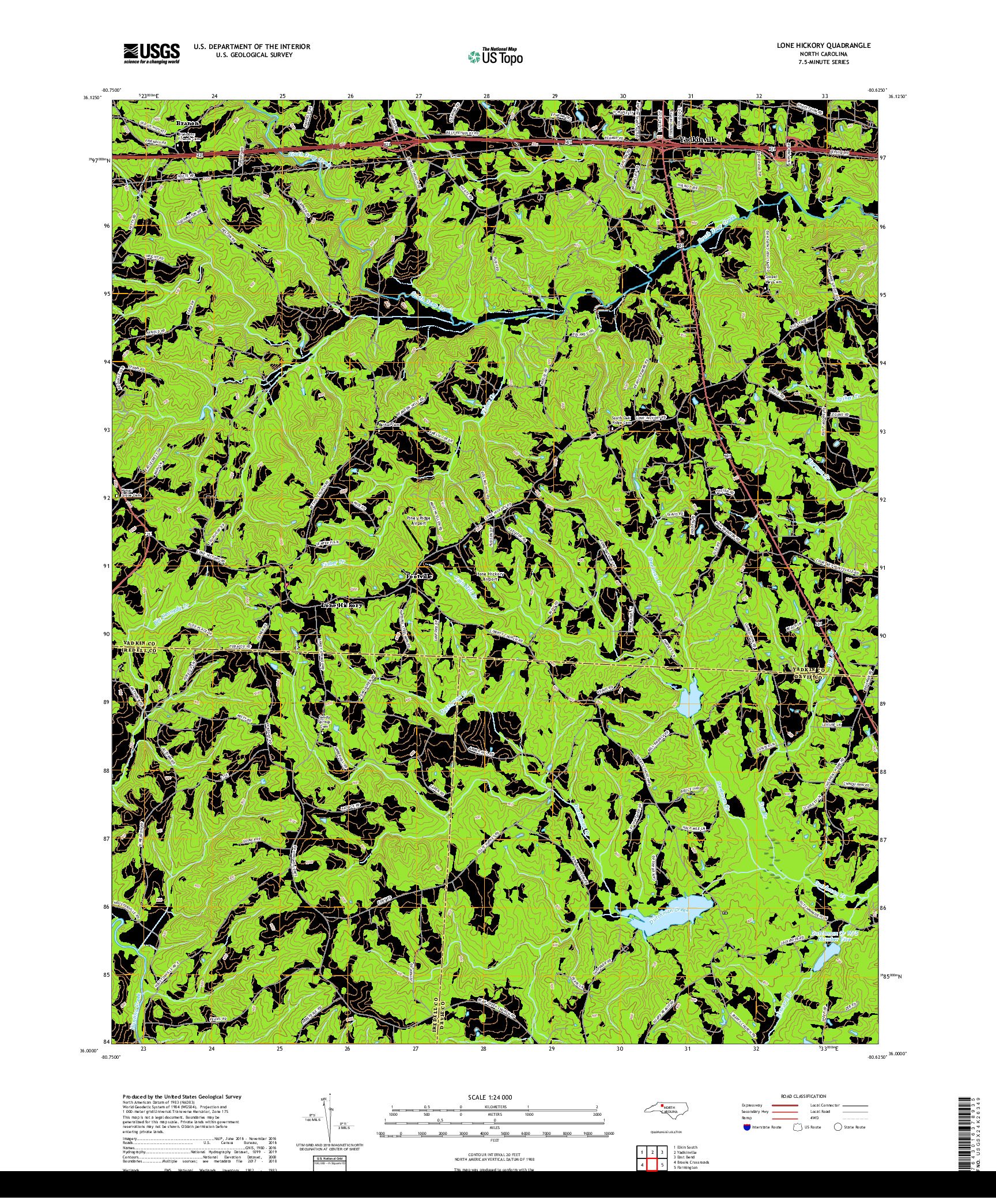 USGS US TOPO 7.5-MINUTE MAP FOR LONE HICKORY, NC 2019