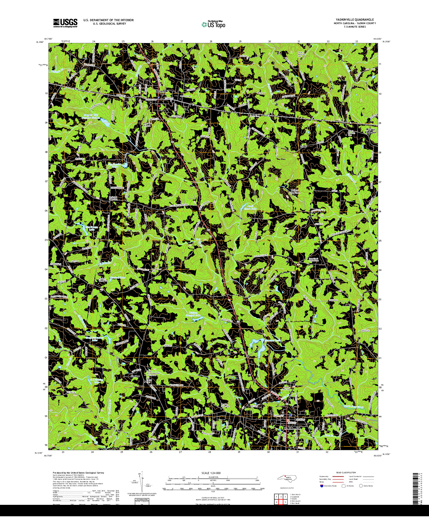 USGS US TOPO 7.5-MINUTE MAP FOR YADKINVILLE, NC 2019