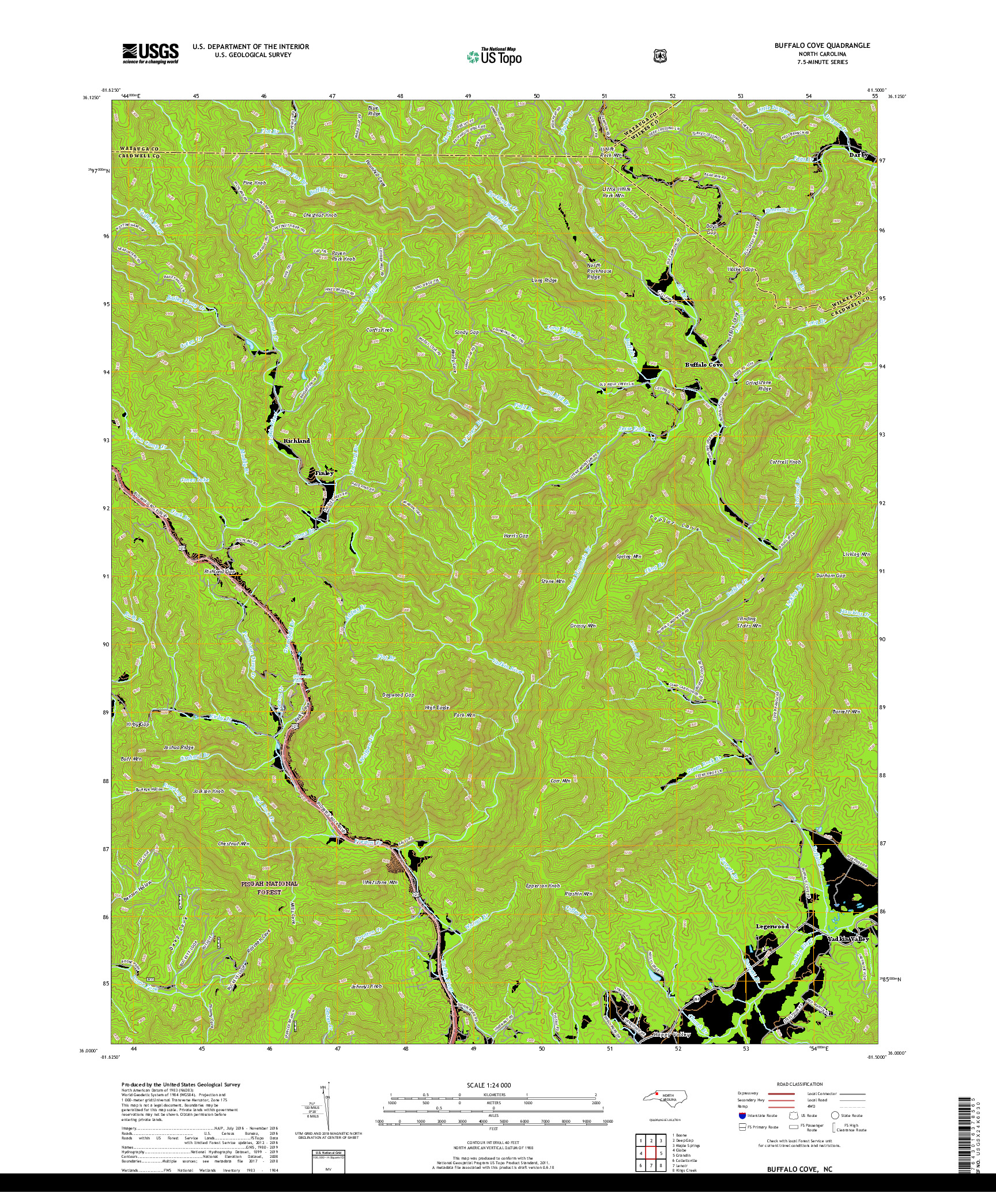 USGS US TOPO 7.5-MINUTE MAP FOR BUFFALO COVE, NC 2019