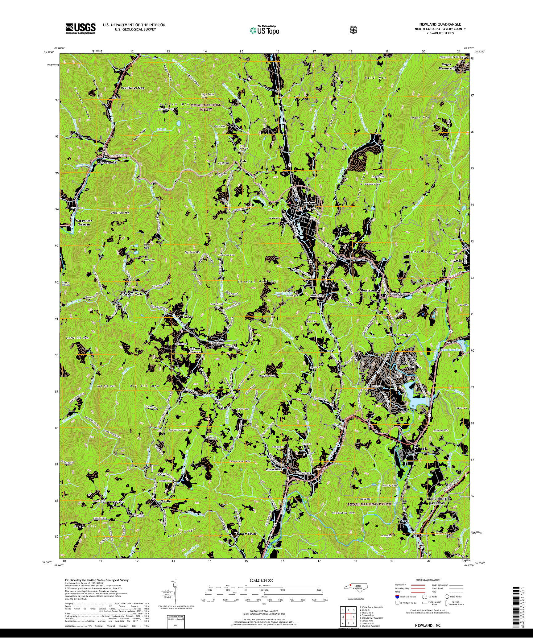 USGS US TOPO 7.5-MINUTE MAP FOR NEWLAND, NC 2019