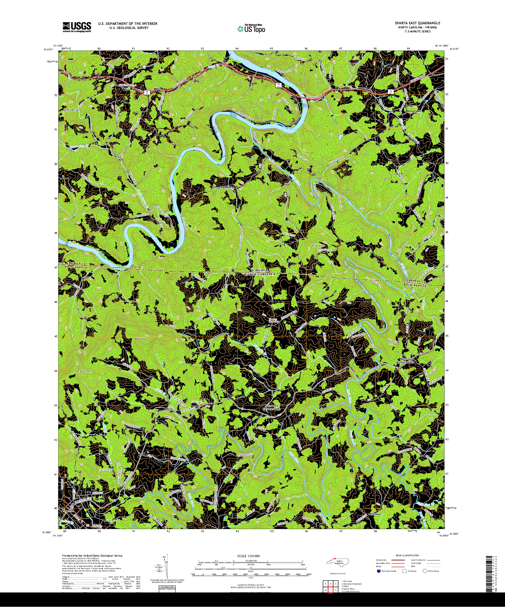 USGS US TOPO 7.5-MINUTE MAP FOR SPARTA EAST, NC,VA 2019