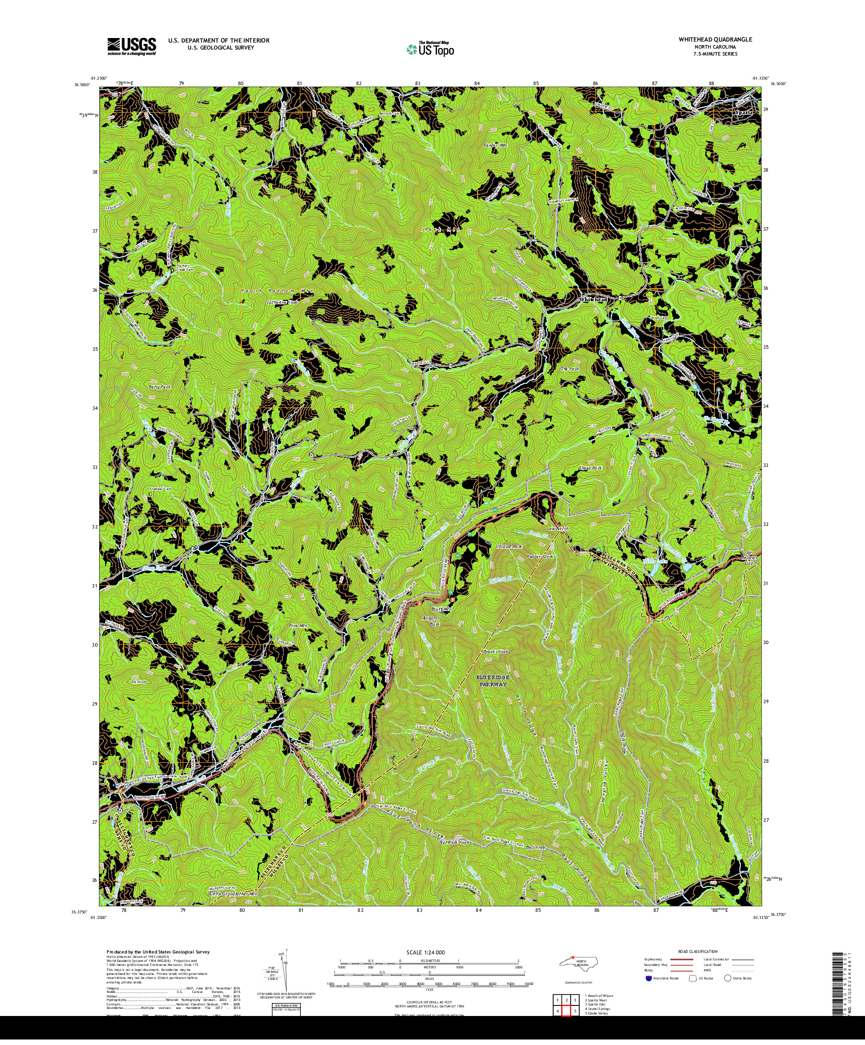 USGS US TOPO 7.5-MINUTE MAP FOR WHITEHEAD, NC 2019